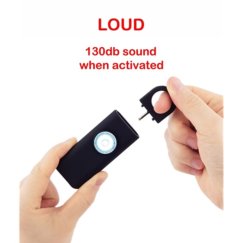Personal Alarm for Women with pin, Loud Siren and Flashing Strobe Led Light, Patented Self Defense Siren. Security and ty Alarm for Seniors and Kids
