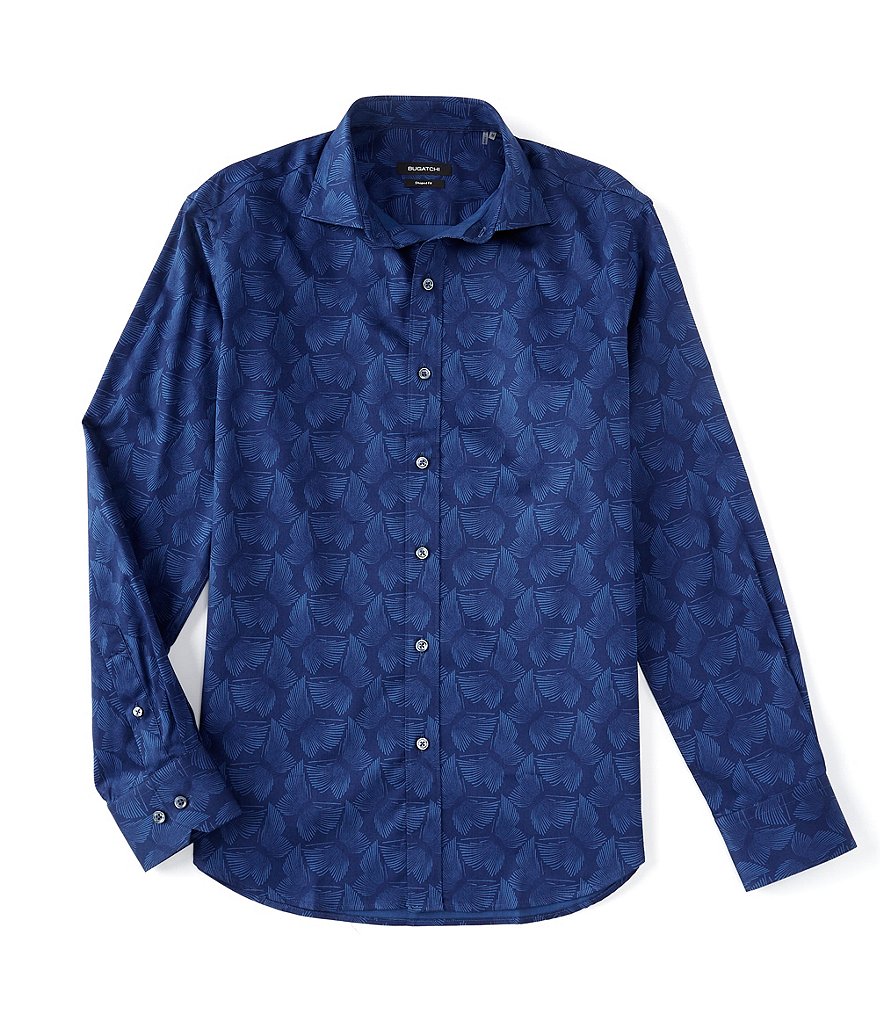 Bugatchi Shaped-Fit Butterfly Long-Sleeve Woven Shirt