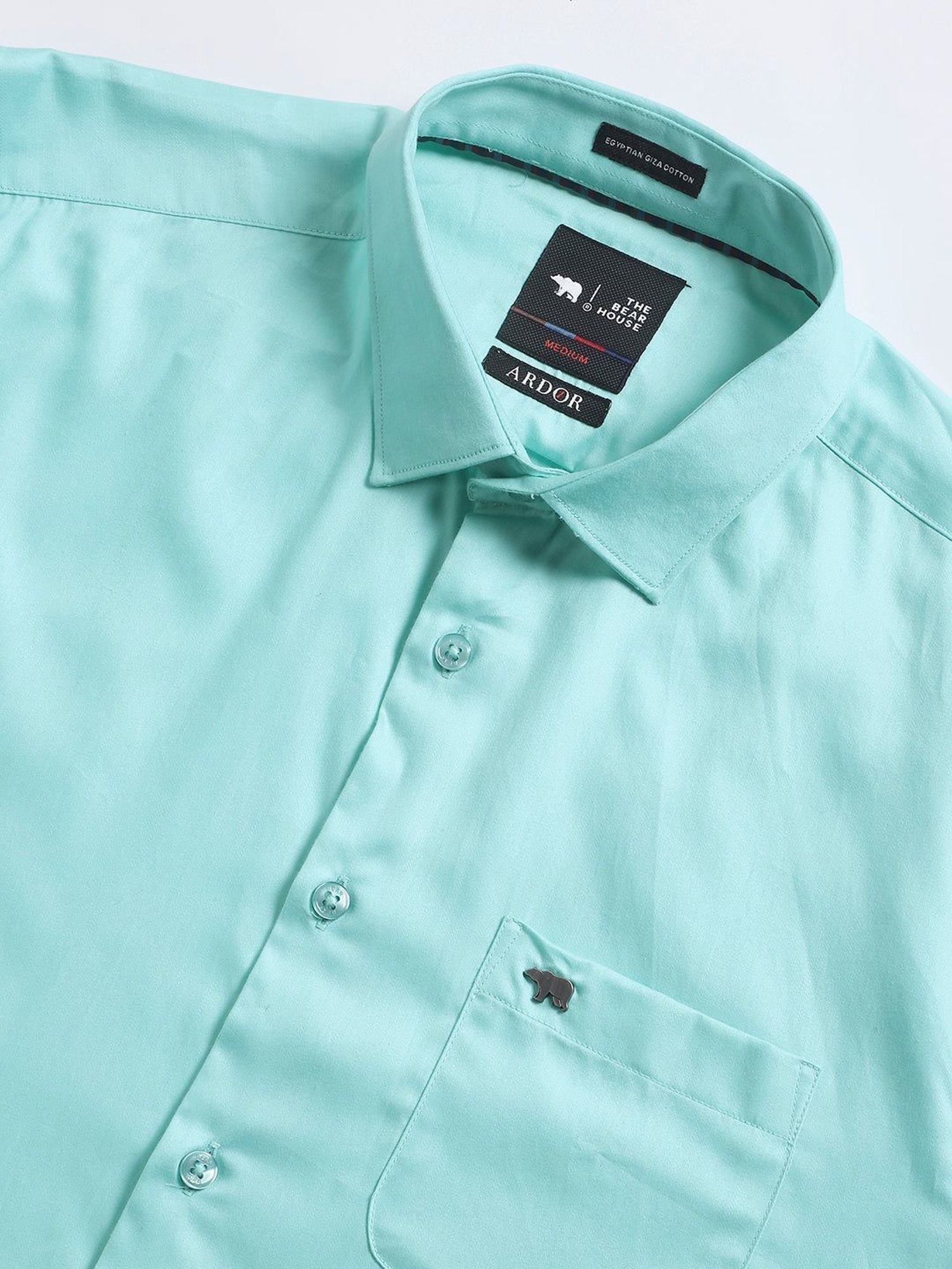 The Bear House Blue Cotton Slim Fit Shirt