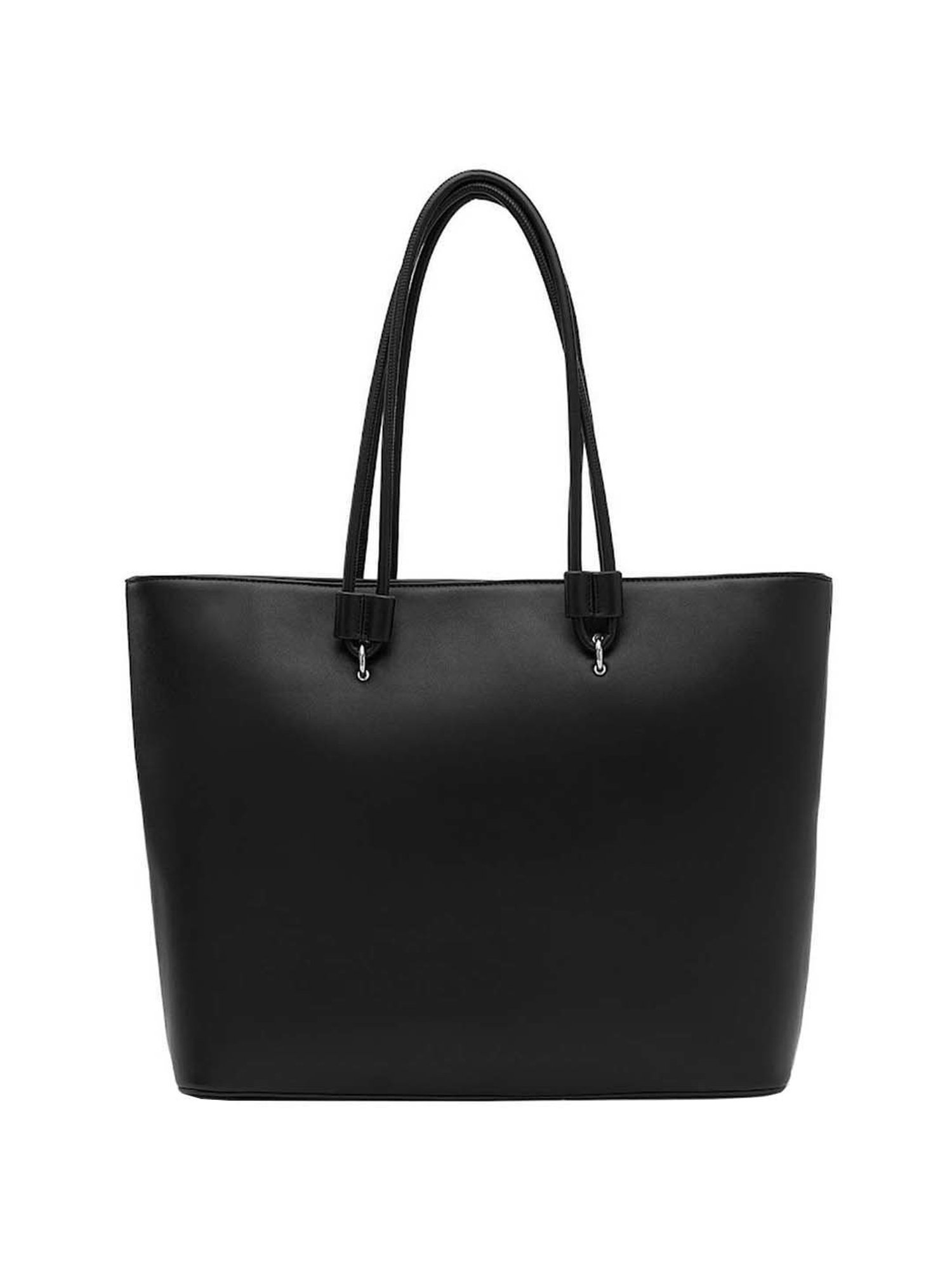 Miraggio Black Solid Large Tote Handbag