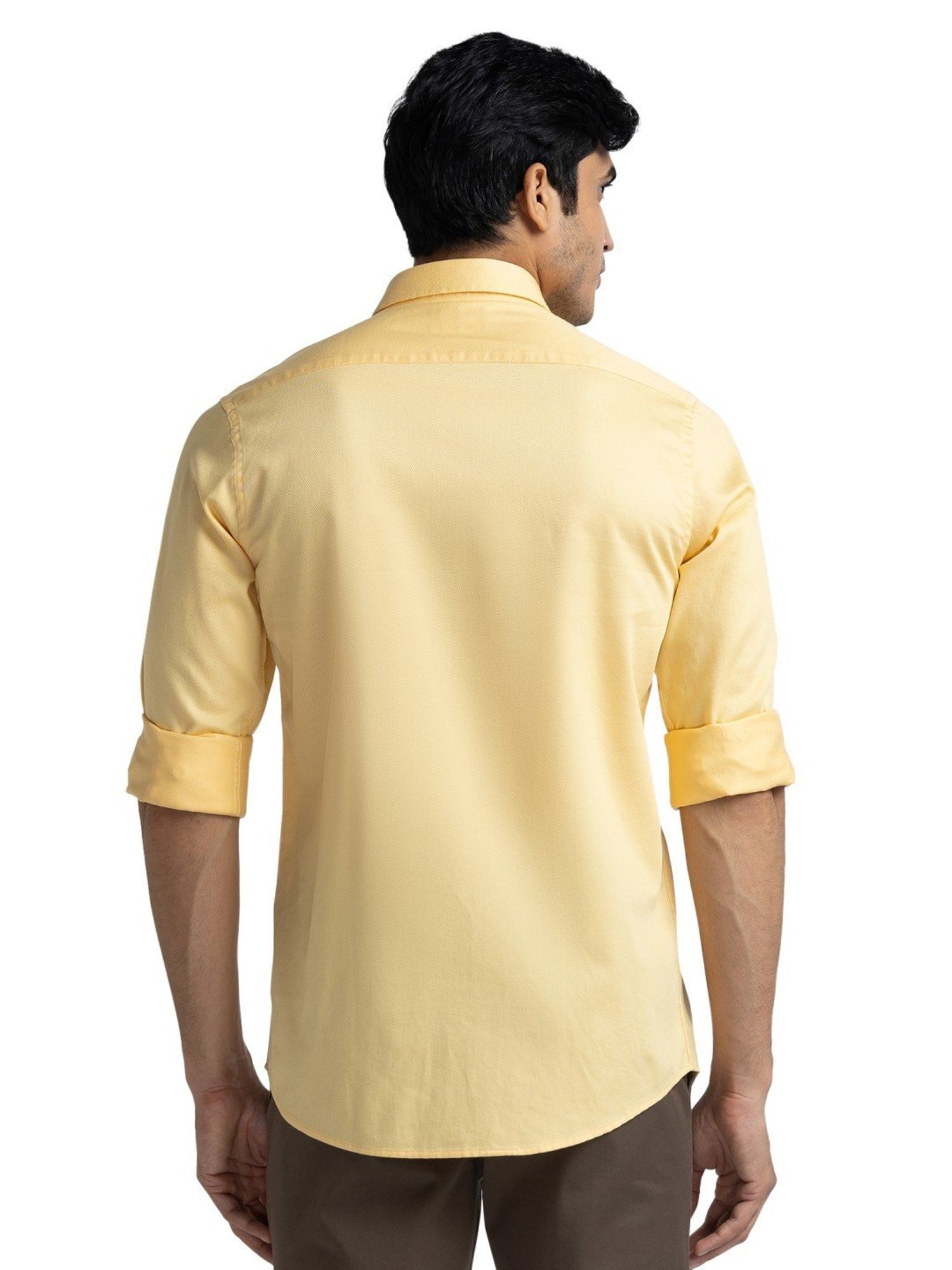 ColorPlus Yellow Pure Cotton Tailored Fit Shirt