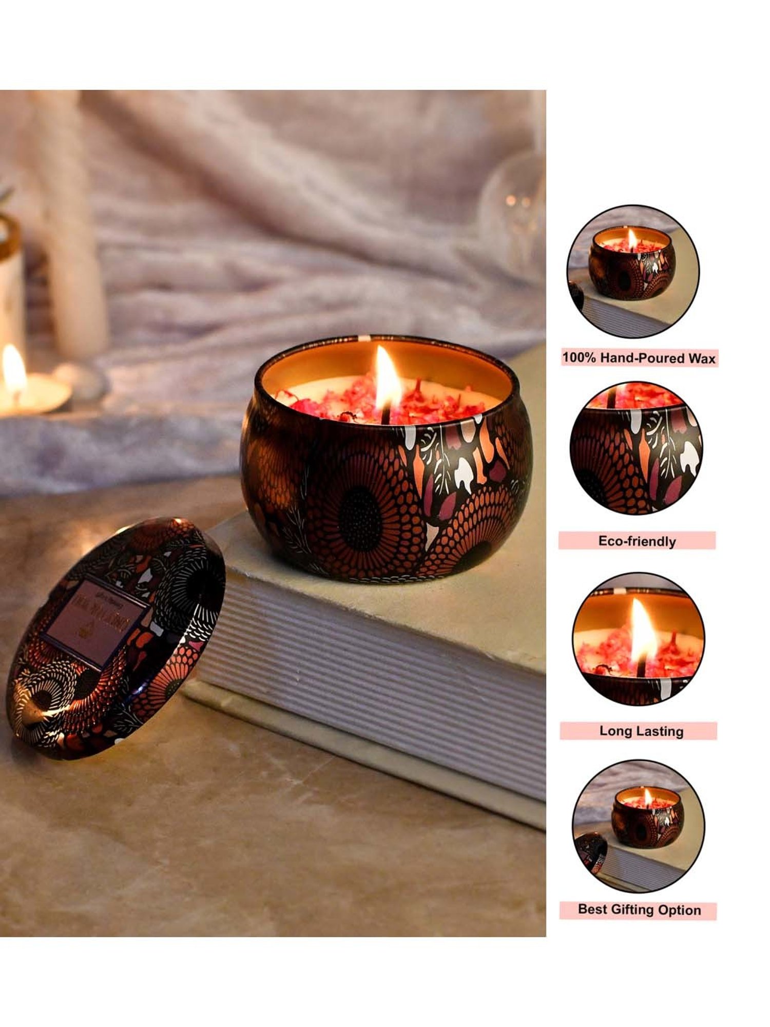 Lidded Glass Jar Crackling Wooden Wick Teak and Moss Candle - Nature's Wick