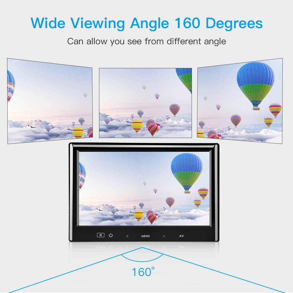 10''LCD Monitor 140&deg;for Car Office Home Security HDMI VGA with Remote Control