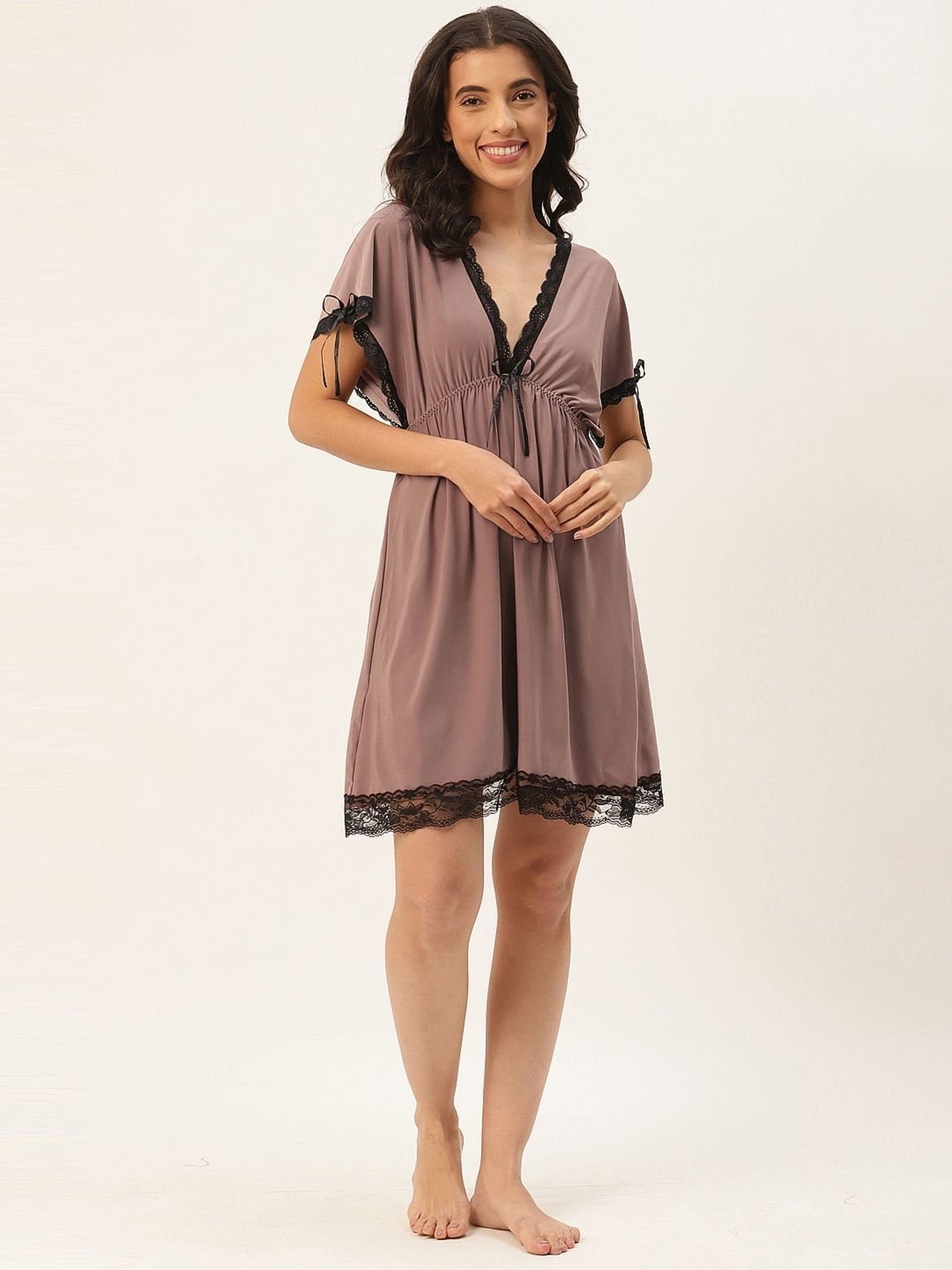 Ms.Lingies Brown Lace Work Babydoll