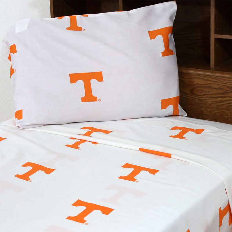 NCAA Collegiate White King Bed Sheets - Tennessee Volunteers..