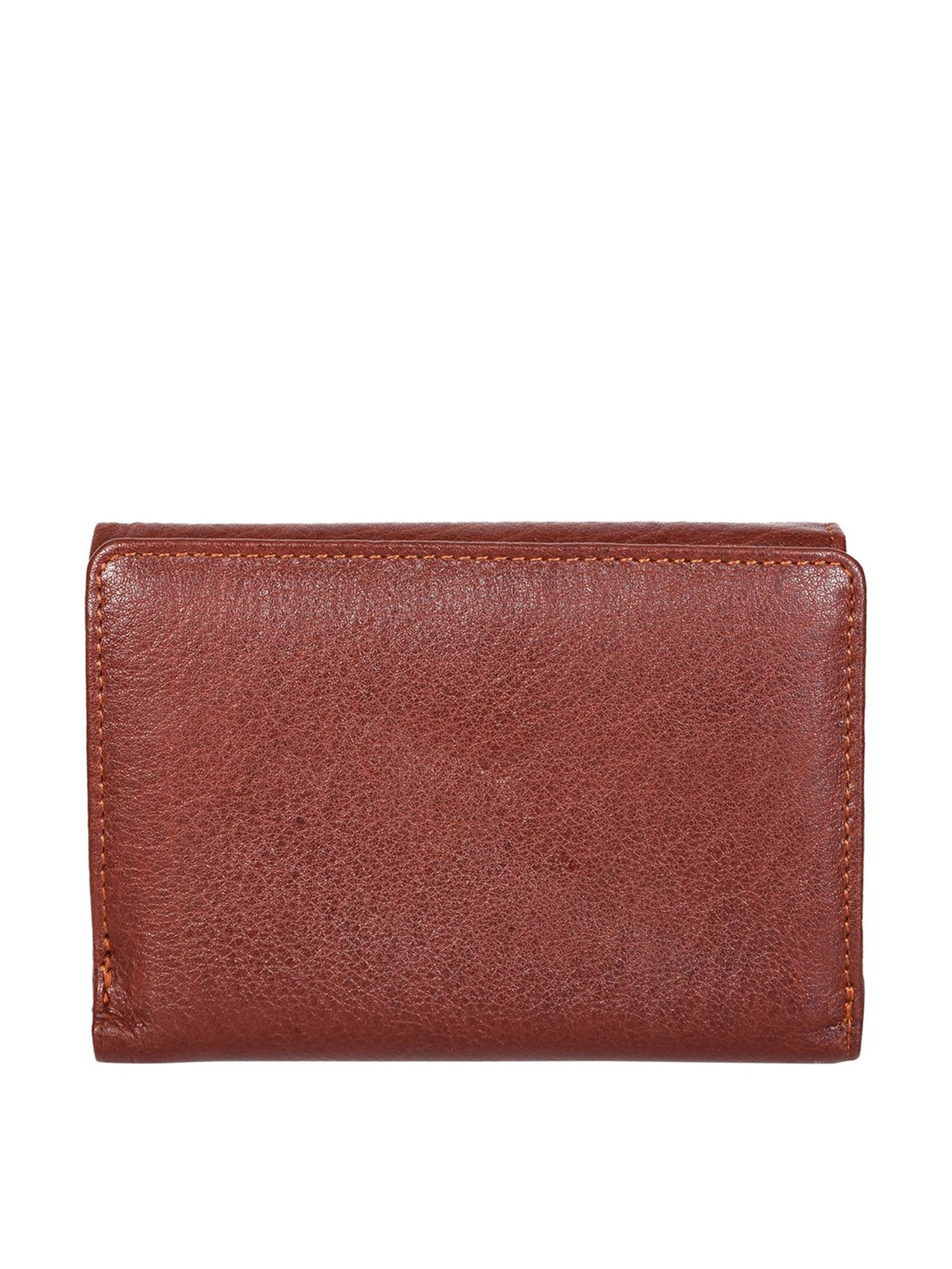 SASSORA Brown Solid Rfid Tri-Fold Wallet for Women