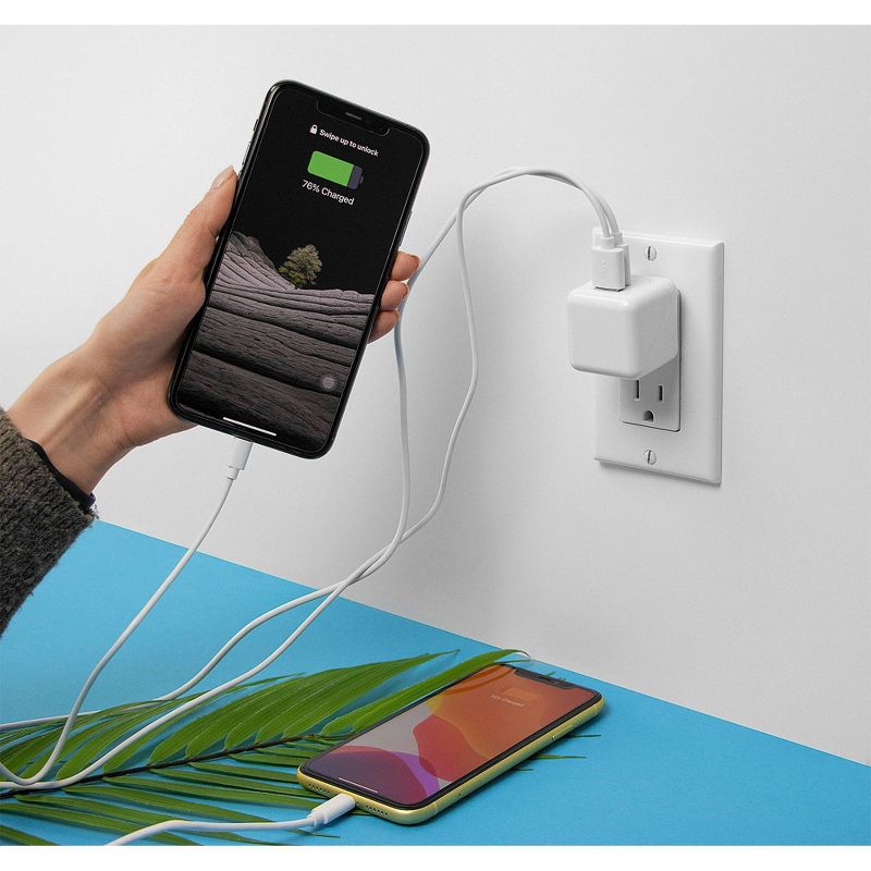 Just Wireless Dual Port USB-A and USB-C Wall Charger - White