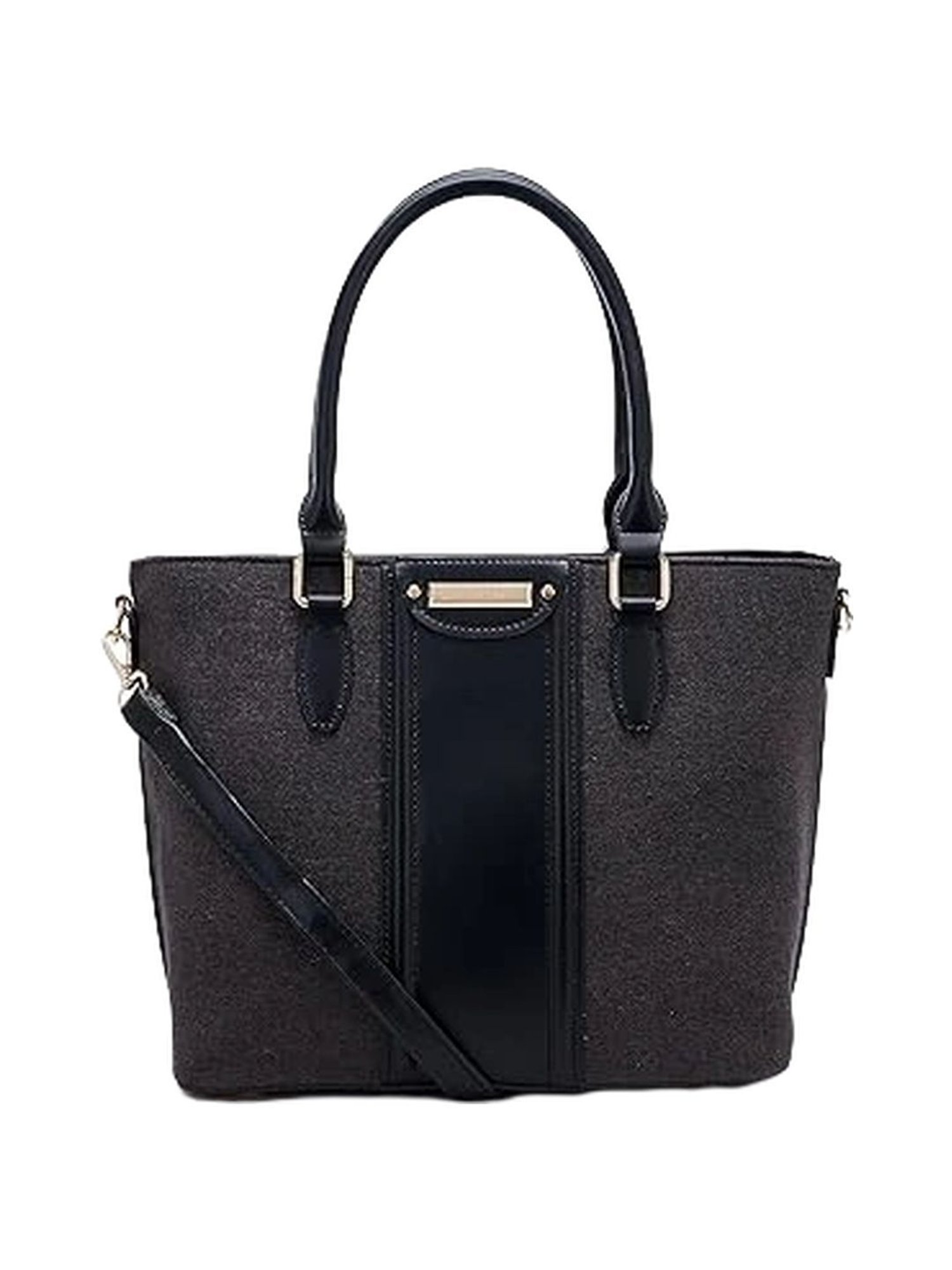 Giordano Black Solid Medium Tote Handbag