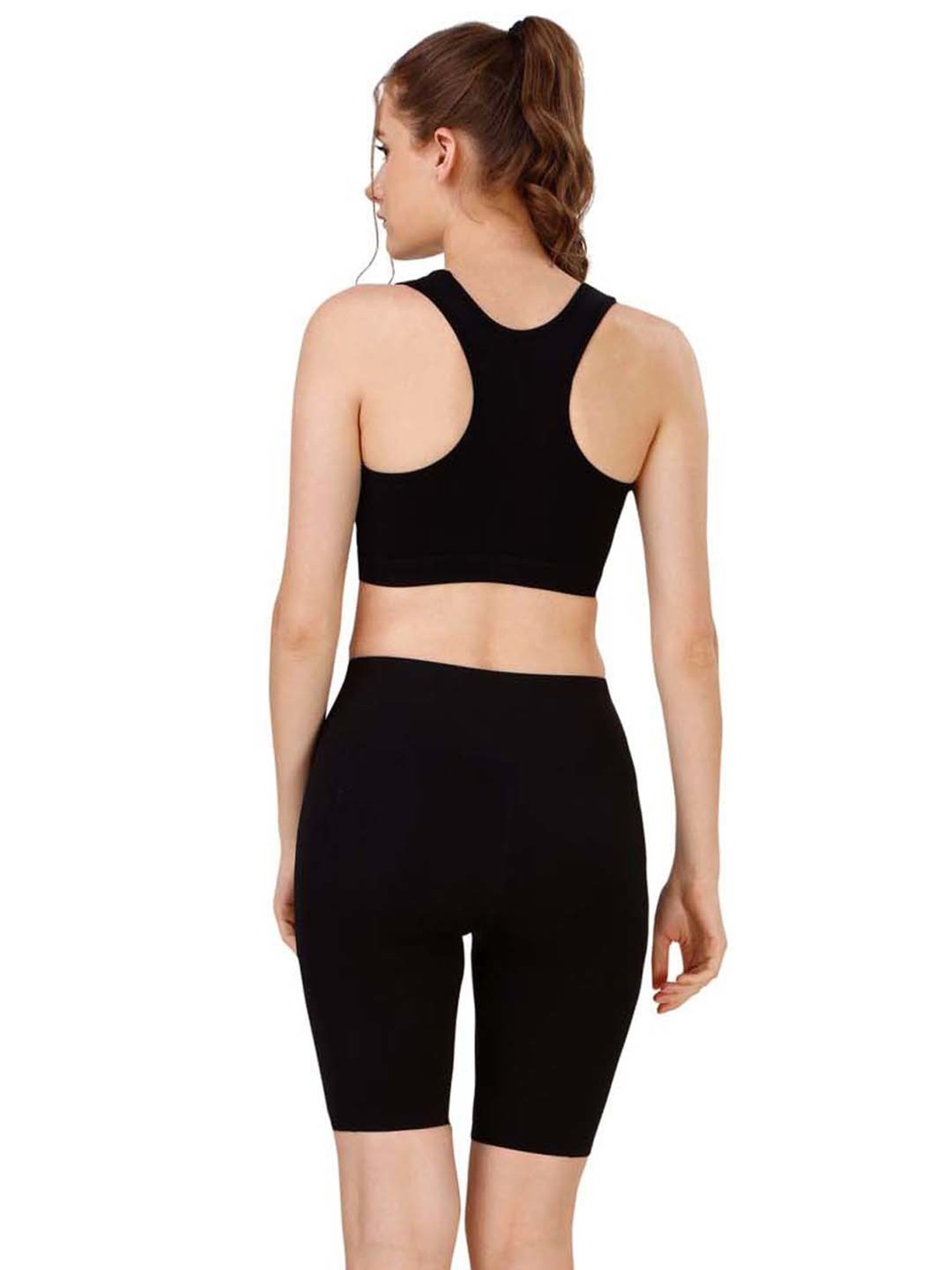 Soie Black Sports Bra Shorts Set