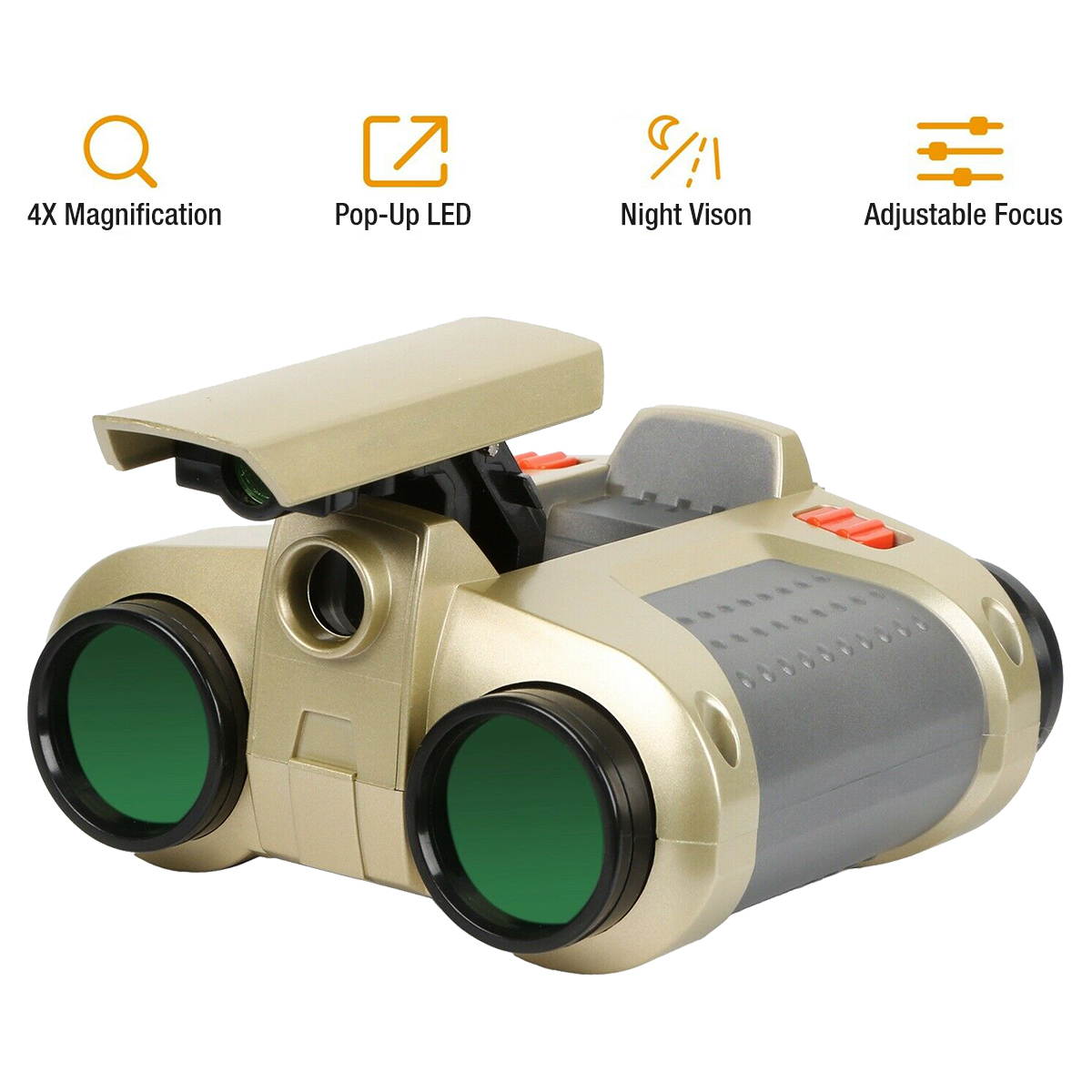 Night Vision Binoculars with Pop Up Light High Quality Binocular Outdoor Travel Hunting Camping, Gold