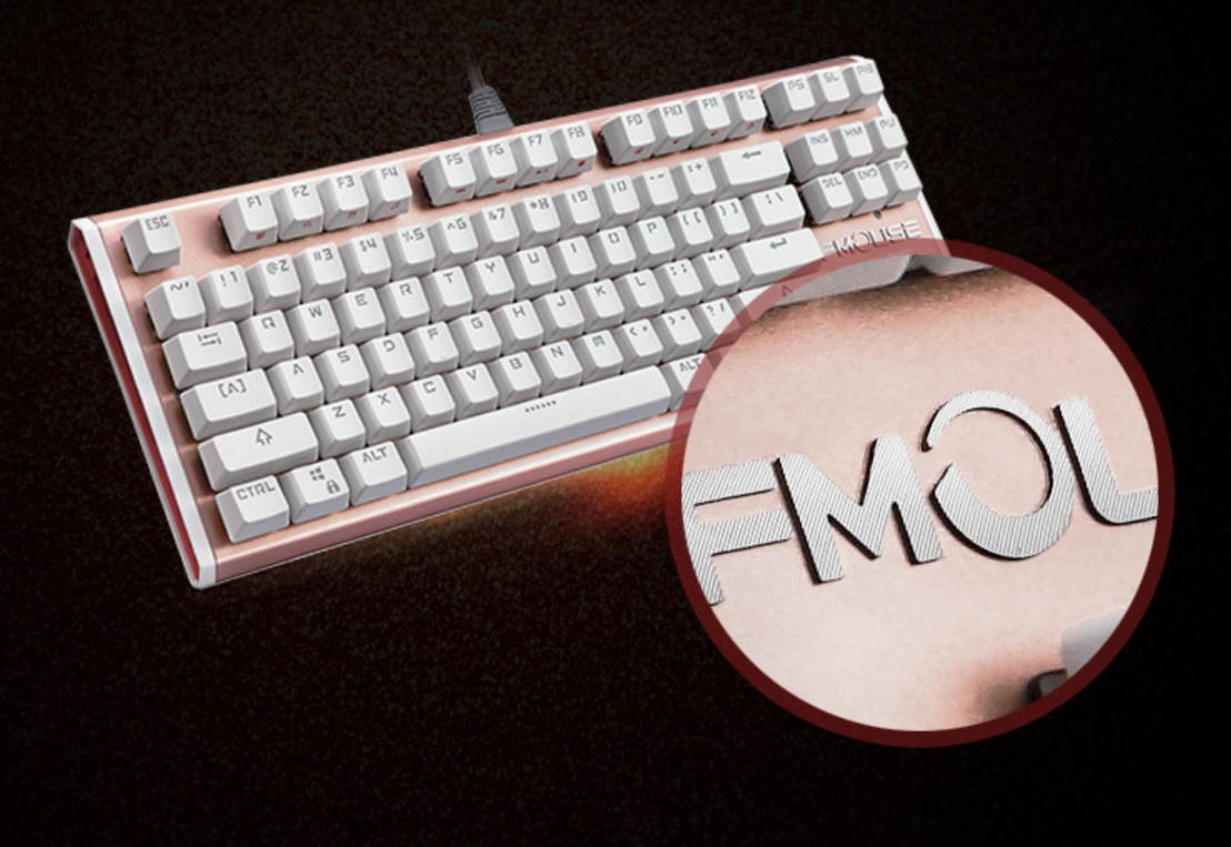 FMOUSE K902 Multicolor Backlit 87 Keys Green axis Mechanical Gaming Keyboard with Blue Switches (Rose Gold)