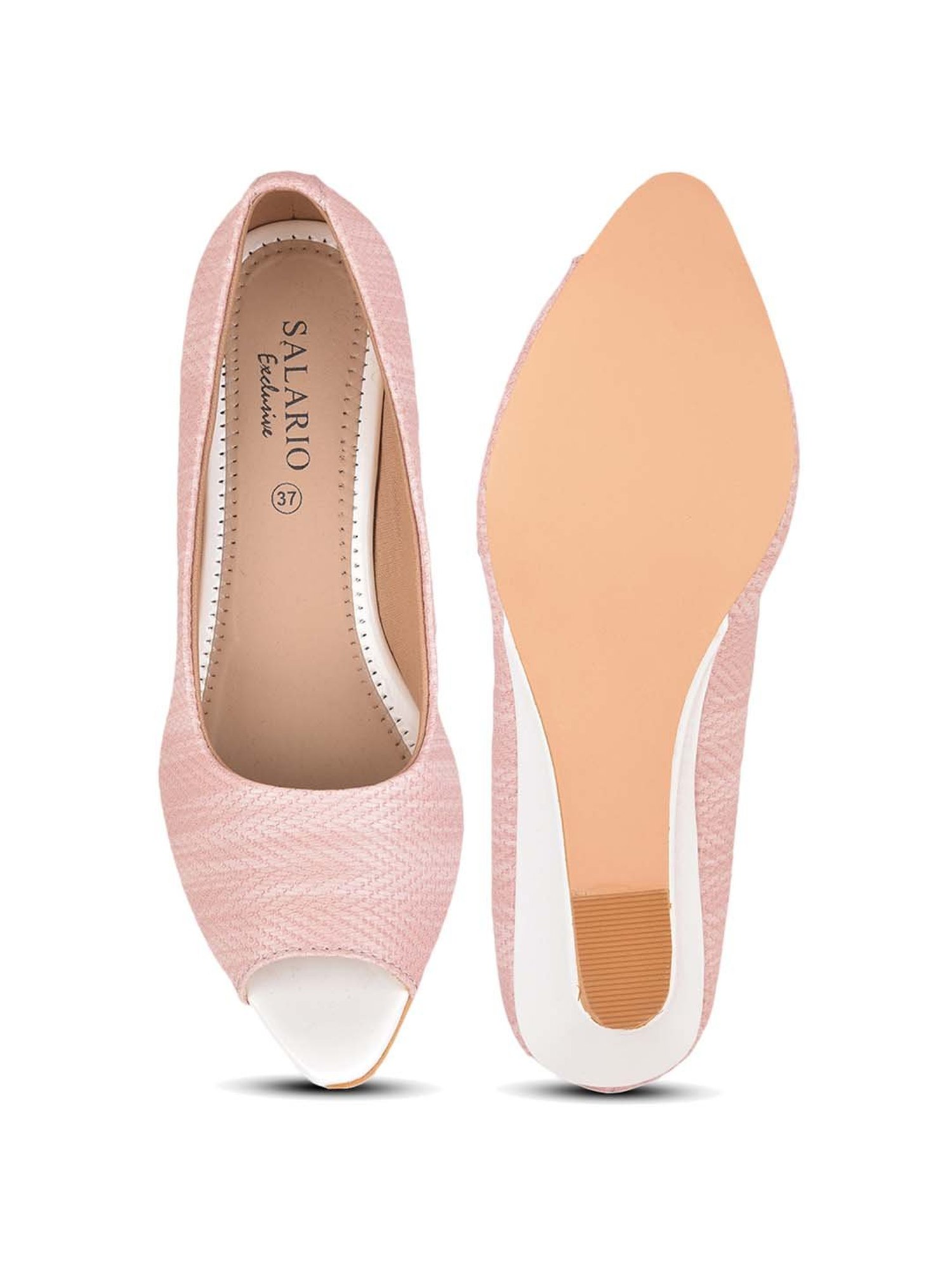 Salario Women's Baby Pink Peeptoe Wedges