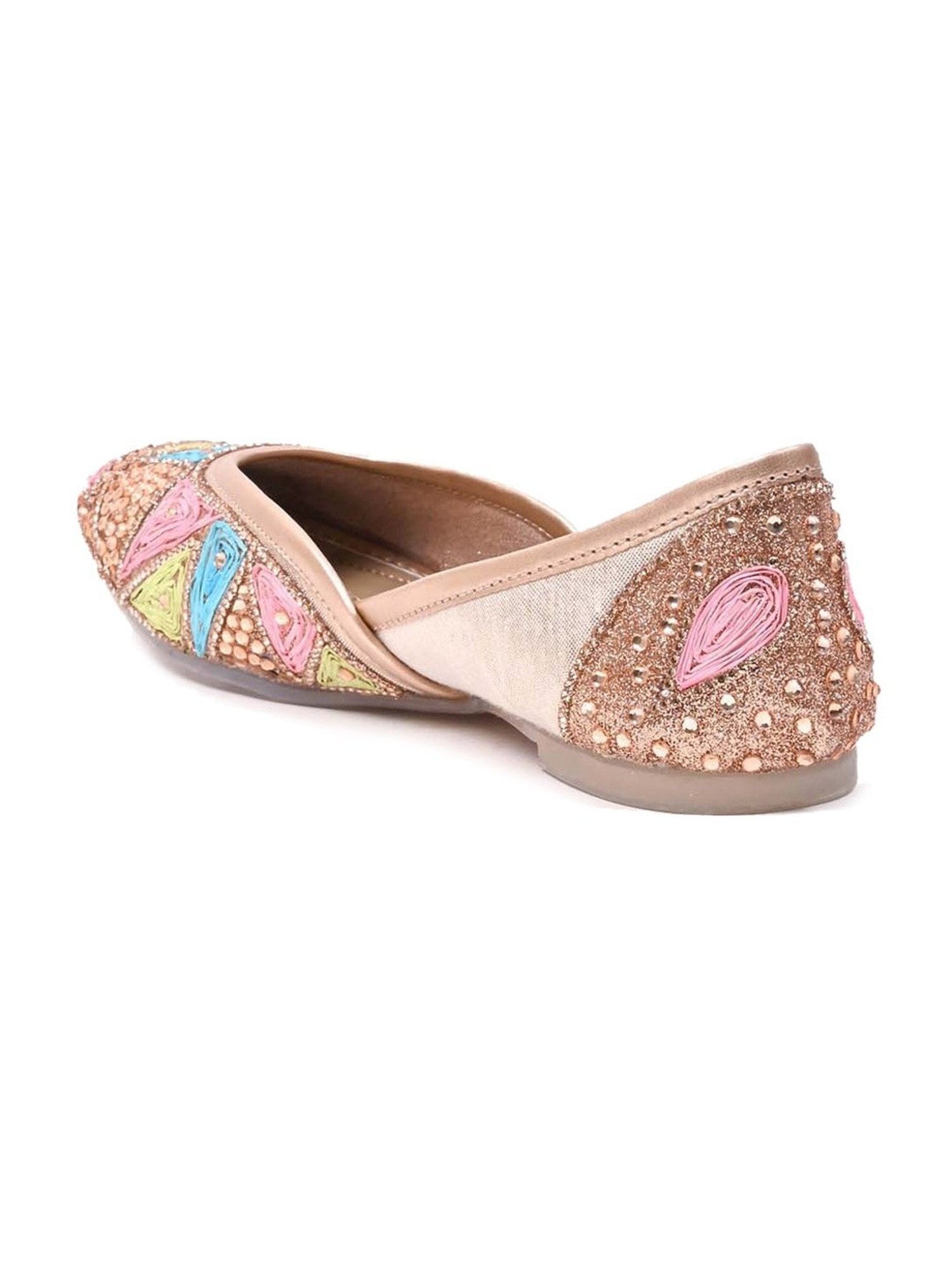 Jove Women's Rose Gold Ethnic Juttis