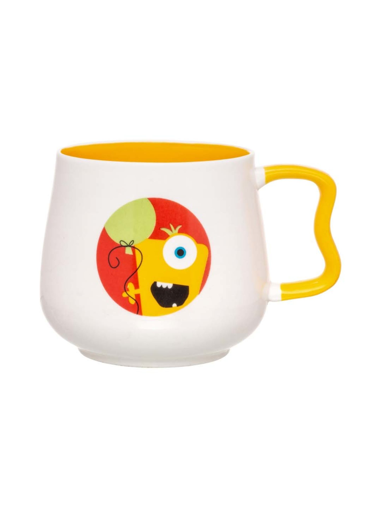 JCPL White & Yellow Ceramic 10.3 cm Milk Mug (0.33 L) - Set of 2