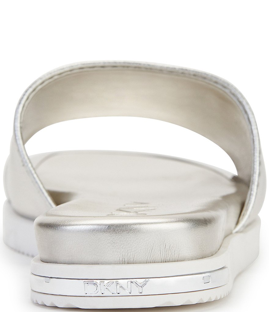 DKNY Baby Embossed Signature Logo Stamp Leather Slides