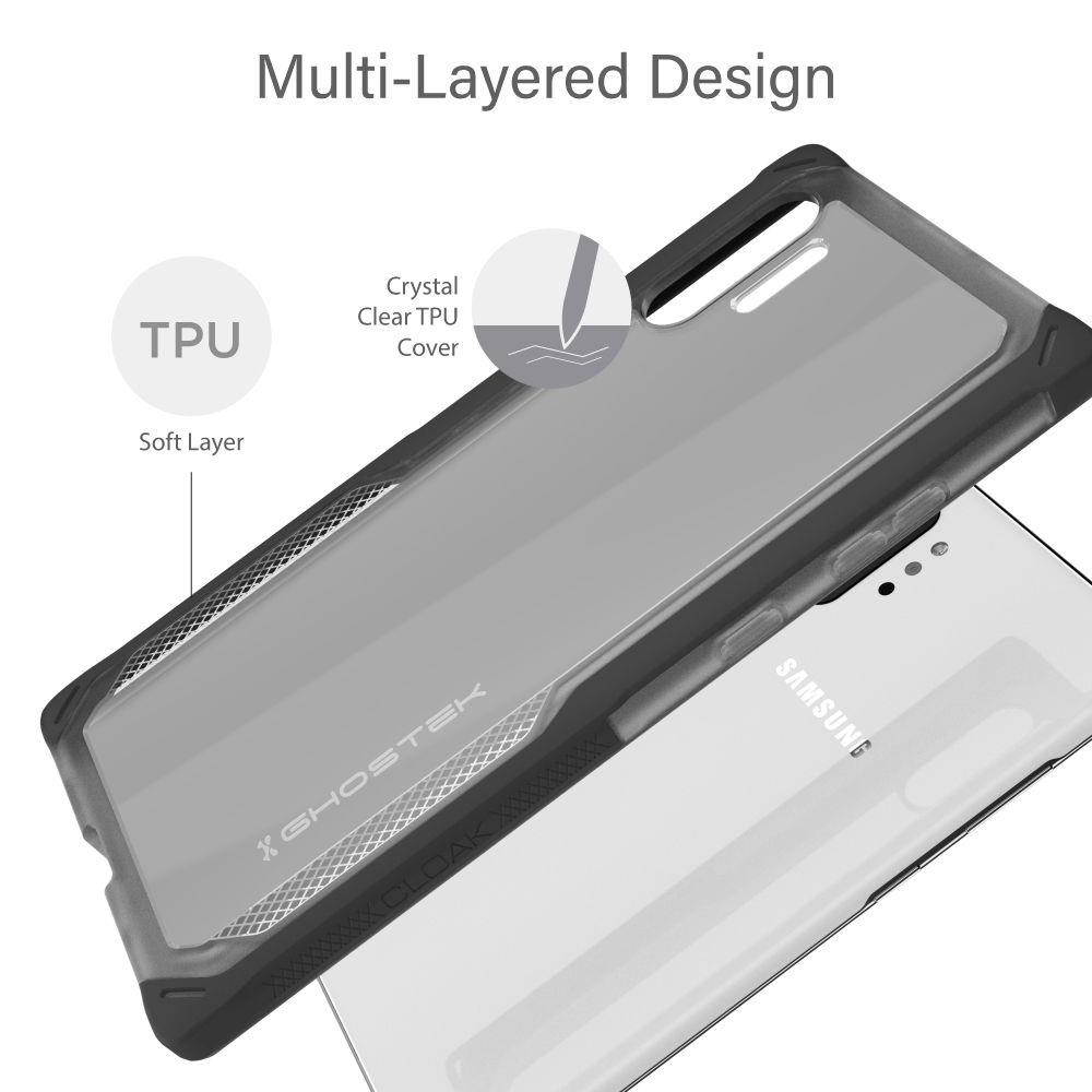 Ghostek Cloak Designed for Samsung Note 10 Case Clear Tough Bumper Protector Cover Luxury Design Supports Wireless Battery Charging Raised Bezel for Extra Screen Protection 2019 Note10 - (Blue/Gold)