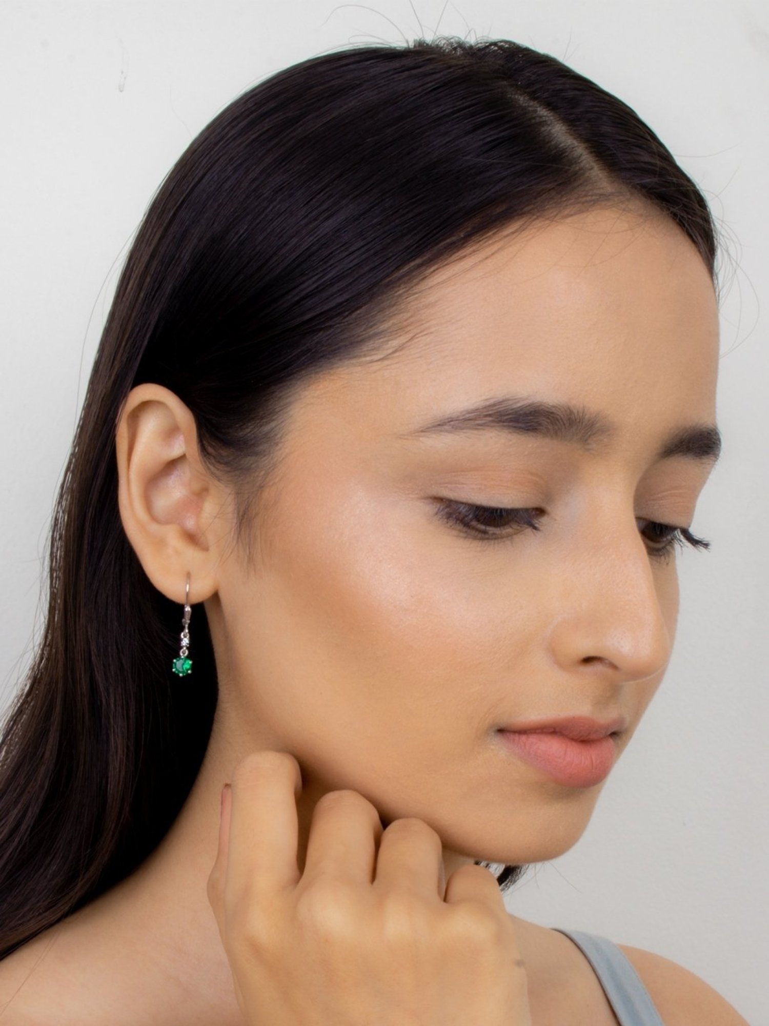 Ornate Jewels 92.5 Sterling Silver Emerald Earrings for Women