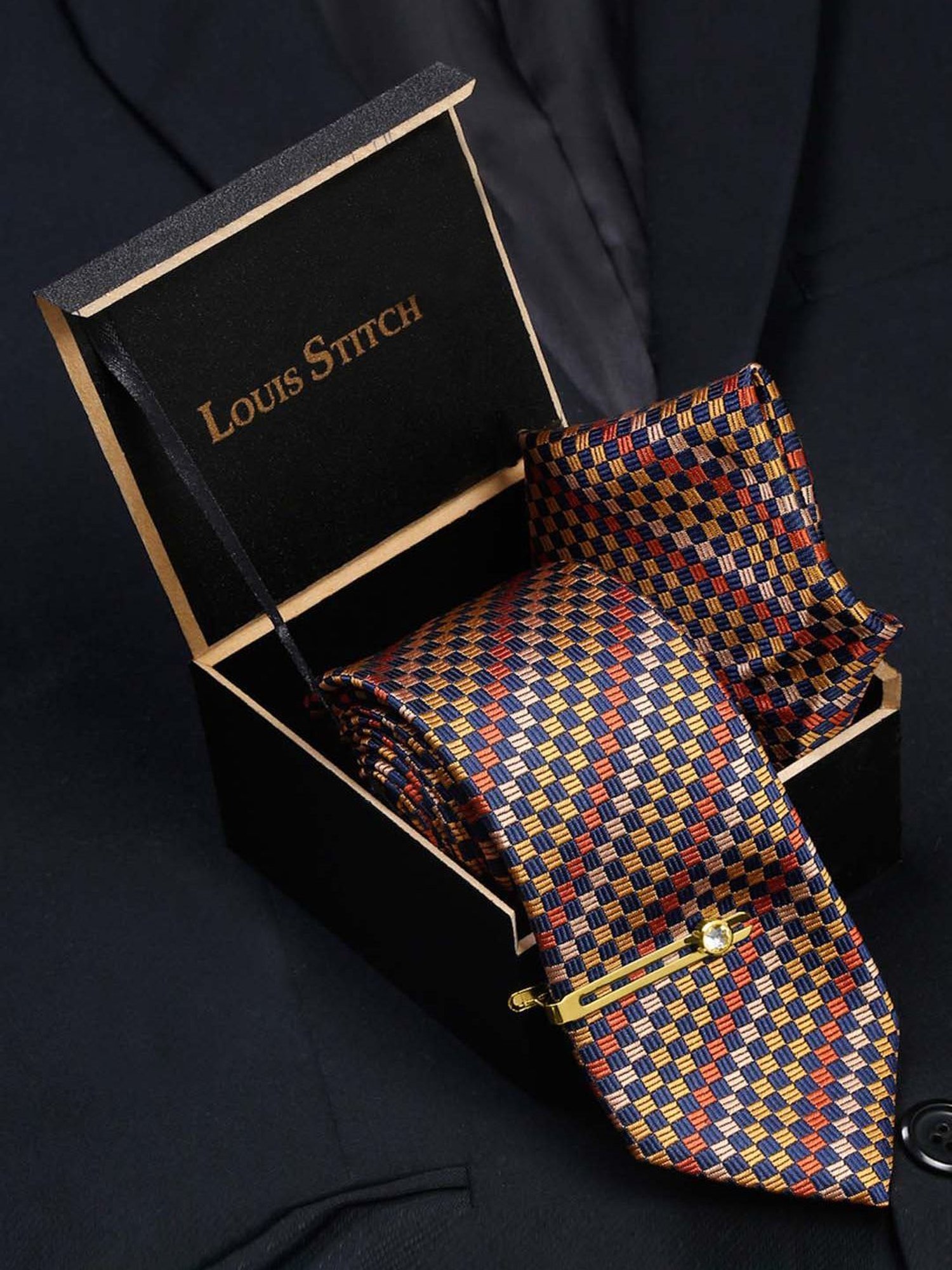 Louis Stitch Multicolor Geometric Necktie Gift Set - Set of 3