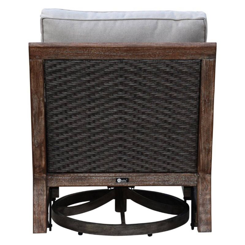 Bermuda 4pc FSC Teak Motion Loveseat Seating Set - Taupe - Courtyard Casual