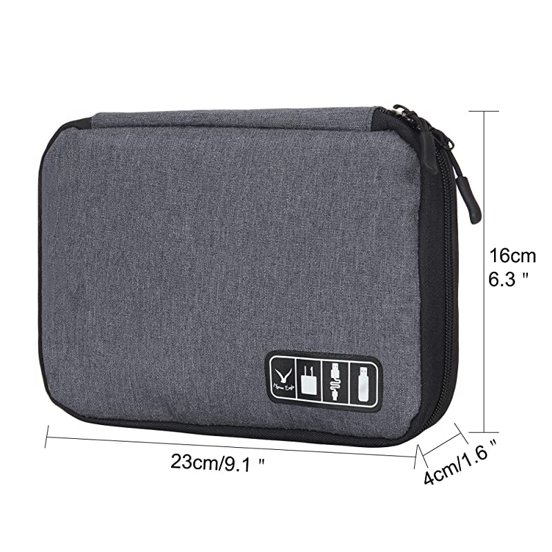 Travel Universal Cable Organizer Electronics Accessories Cases for Various USB Phone Charger and Cable Grey