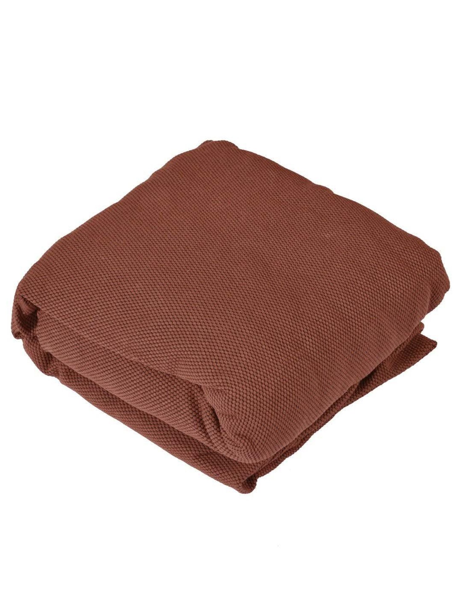 @home BROWN SOLID Cotton Fitted 1 Seater Sofa Cover