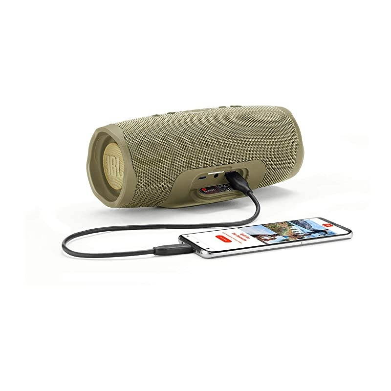 Charge 4 Portable Waterproof Wireless Bluetooth Speaker Bundle with Anker 2-Port Wall Charger - Sand