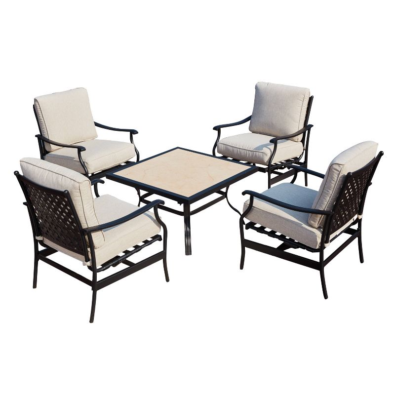 5pc Steel Patio Dining Sets Cream - Lokatse