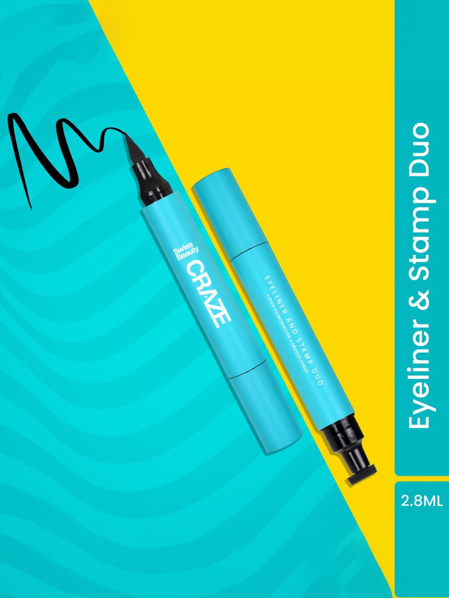 SWISS BEAUTY Craze Eyeliner and Stamp Duo Black - 2.8 ml