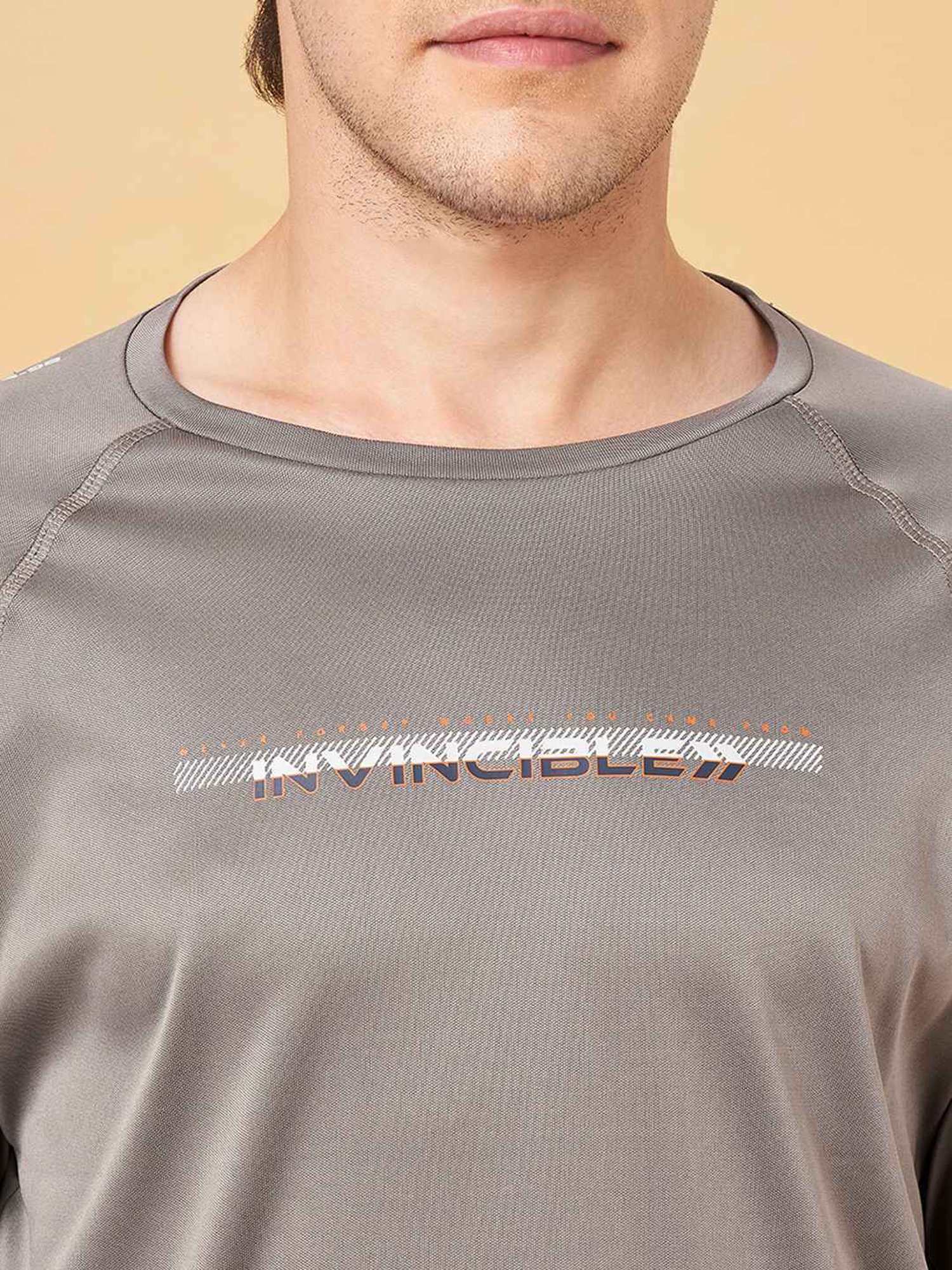 Ajile by Pantaloons Gray Slim Fit T-Shirt