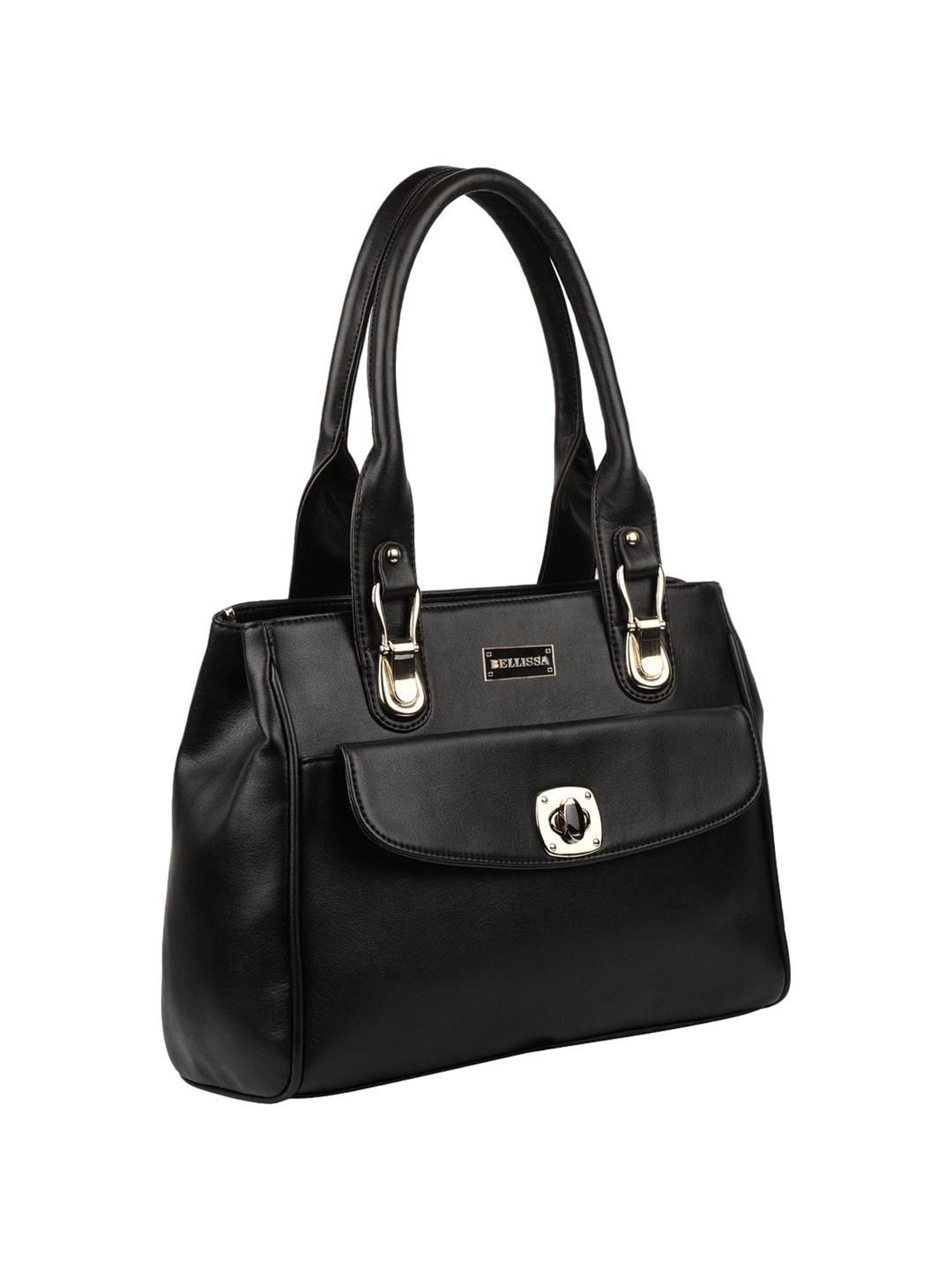 Bellissa Black Solid Medium Shoulder Handbag