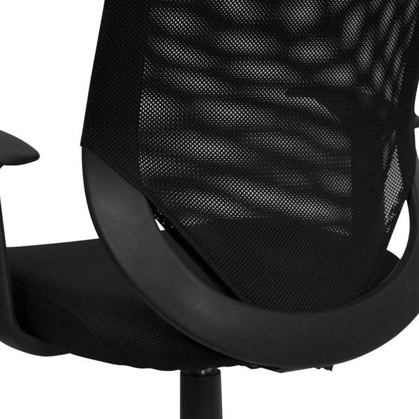Mid-Back Black Mesh Tapered Back Swivel Task Chair with T-Arms