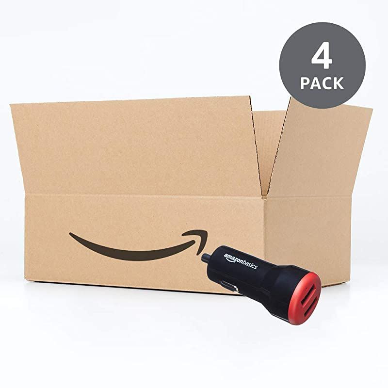 DualPort USB Car Charger Adapter for Apple and Android Devices 48 Amp 24W Black and Red