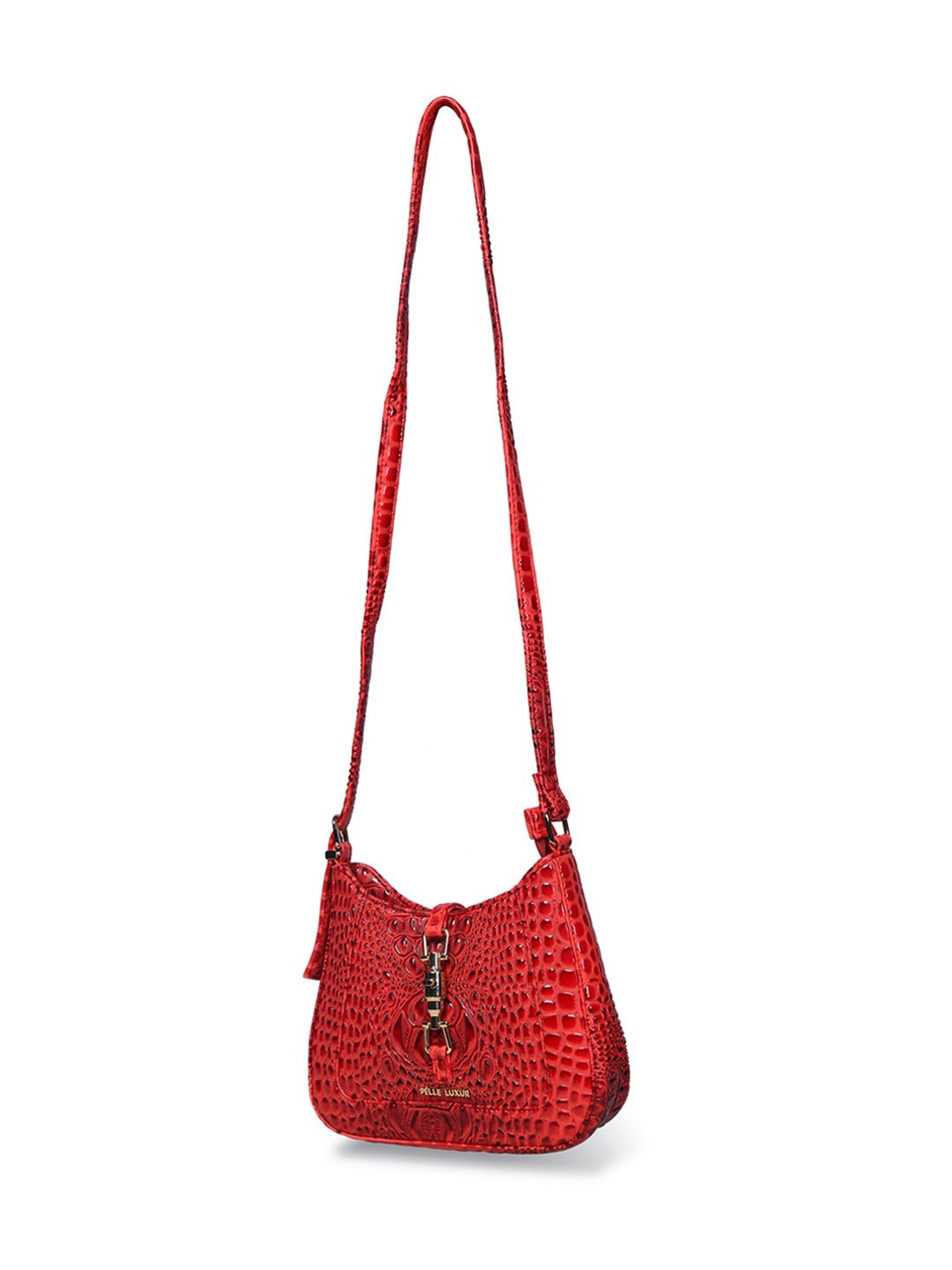 PELLE LUXUR Red Animal Effect Small Shoulder Bag