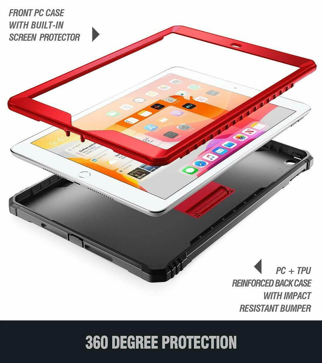 Poetic For iPad 10.2 (2020/2019) Tablet Case,Full Coverage w/stand Cover Red