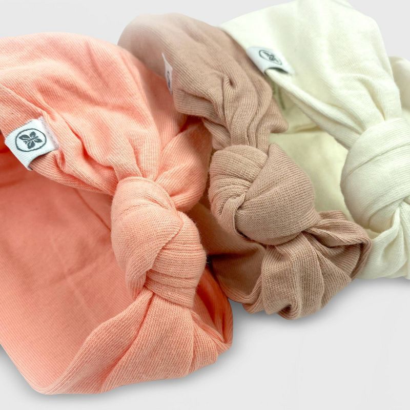 Honest Baby Girls' 5pk Organic Cotton Knotted Headband Set - Pink