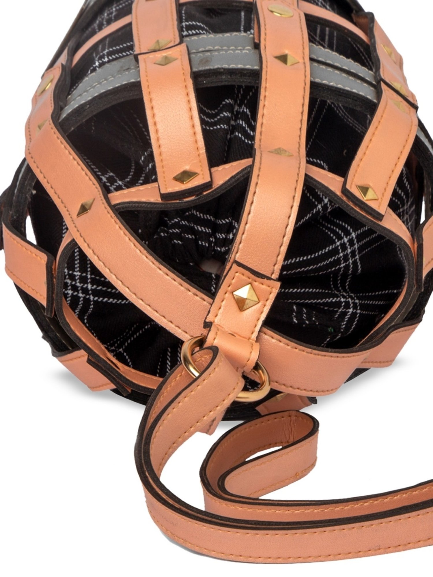 Modern Myth Peach Textured Medium Bucket Handbag