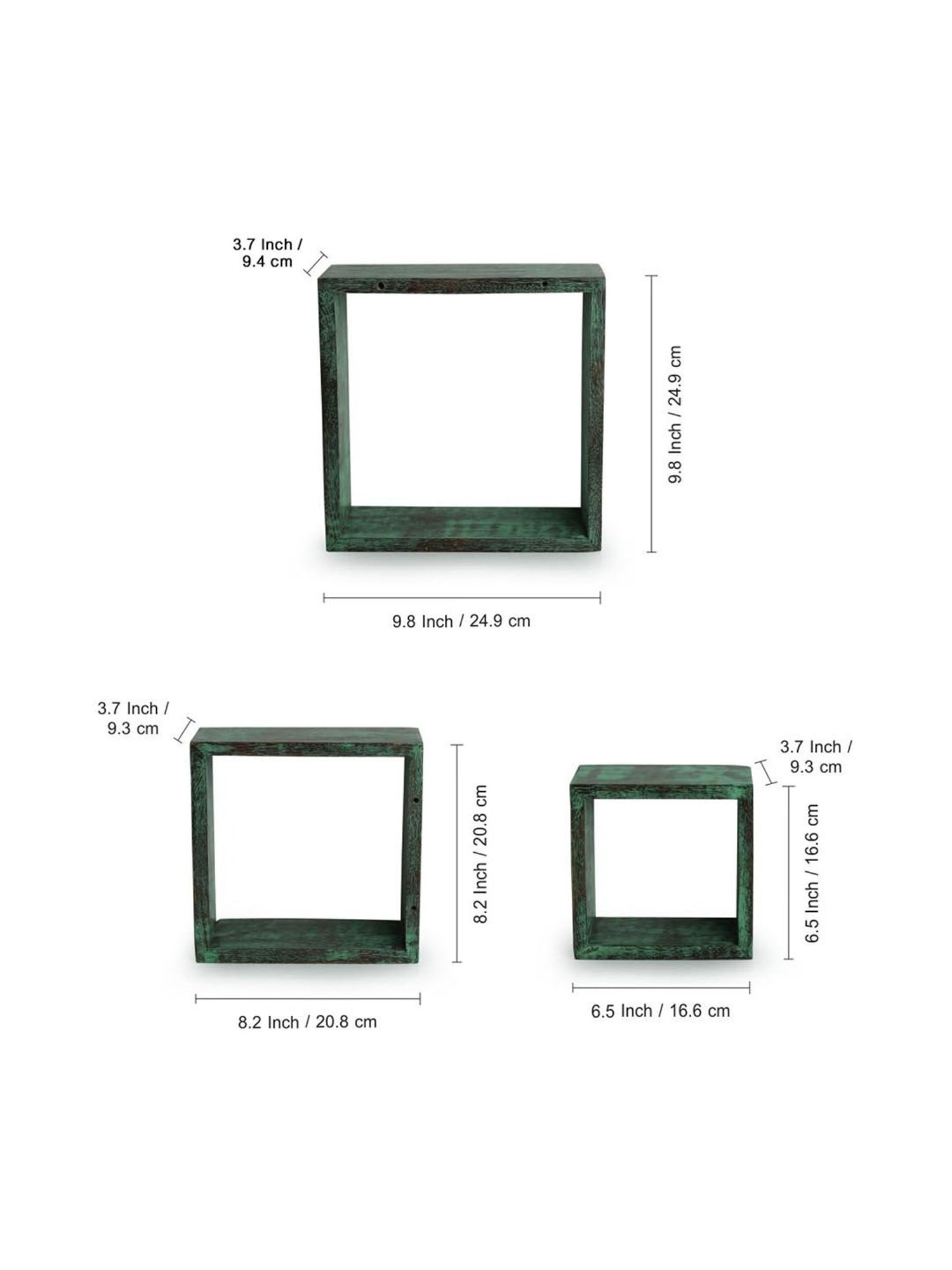 ExclusiveLane 'Rustic Squares' Antique Finish Nested Wall Shelves In Mango Wood (Set of 3)
