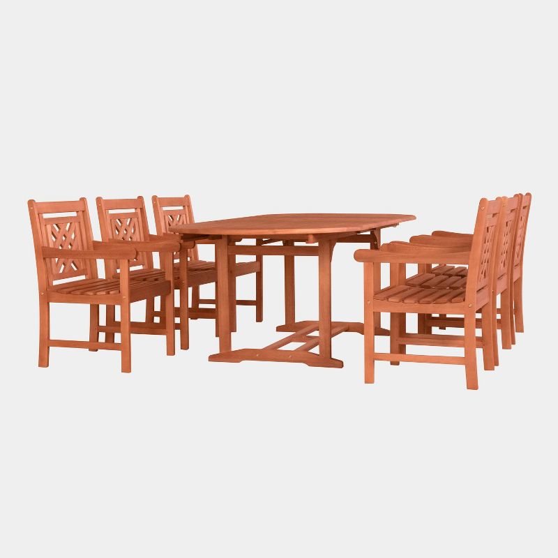 Malibu 7pc Wood Extendable Outdoor Patio Dining Set - Tan - Vifah