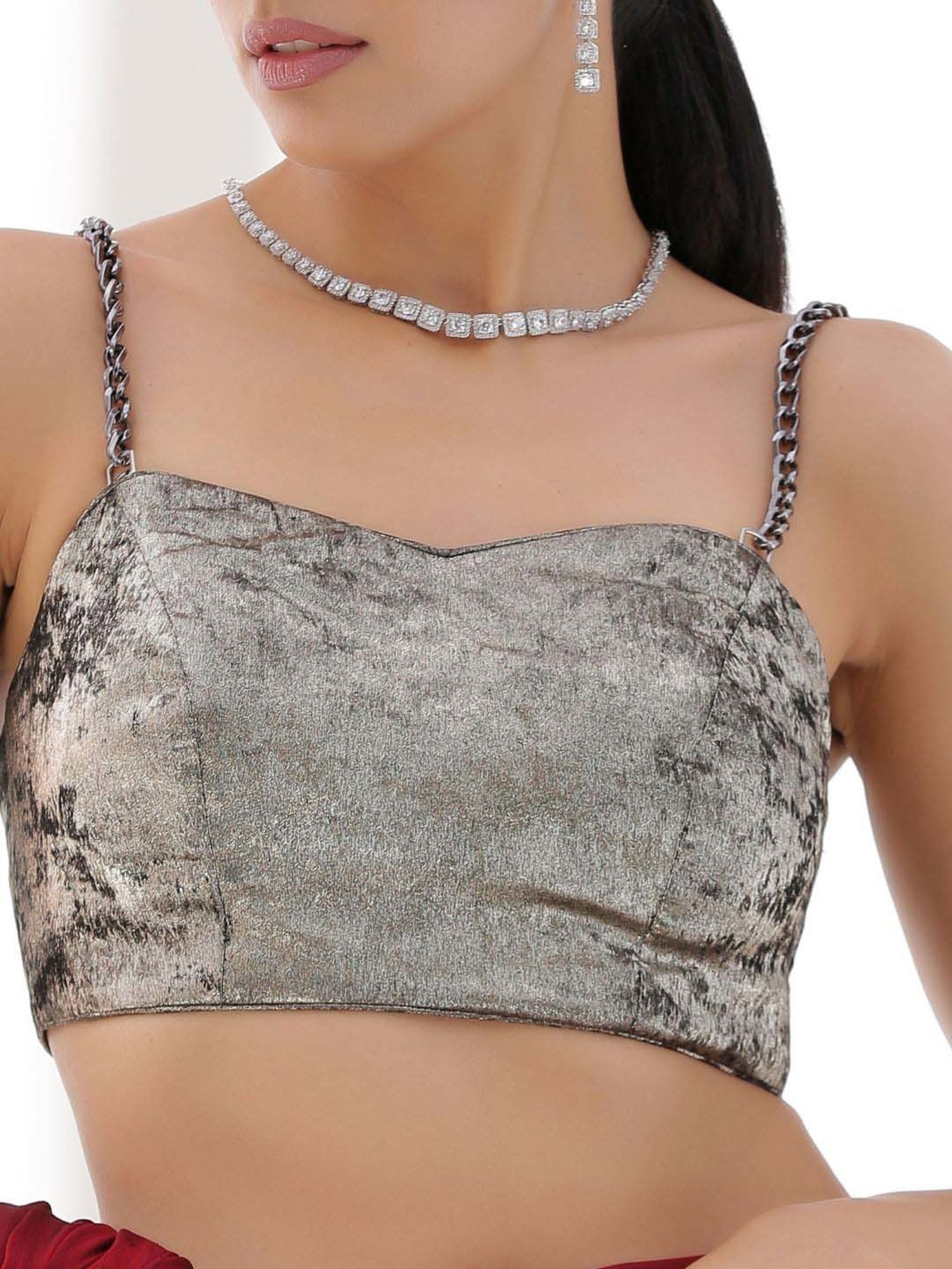 Swtantra Metallic Plain Readymade Blouse