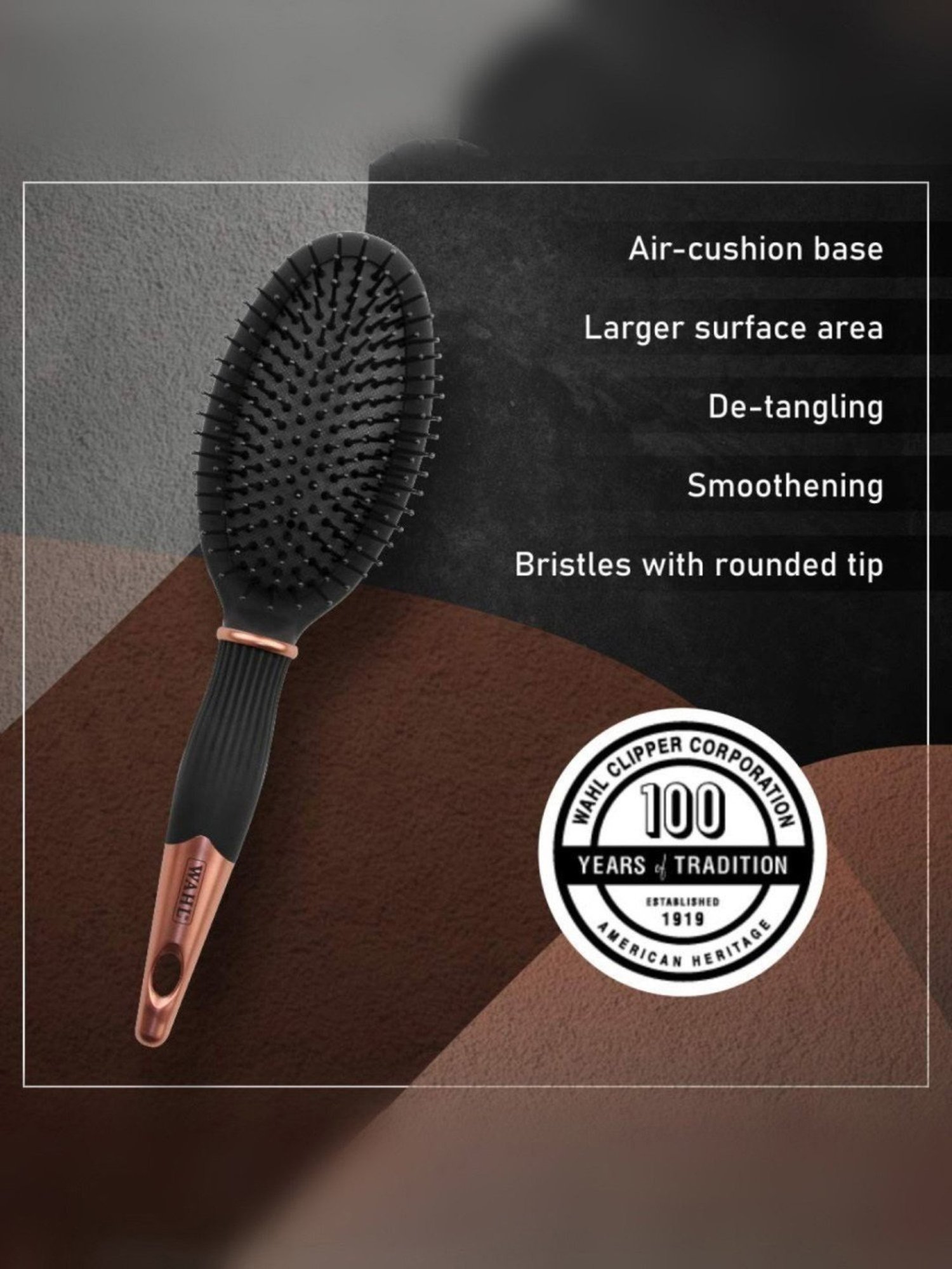 Wahl Oval Paddle Hair Brush (Black/Rose Gold)