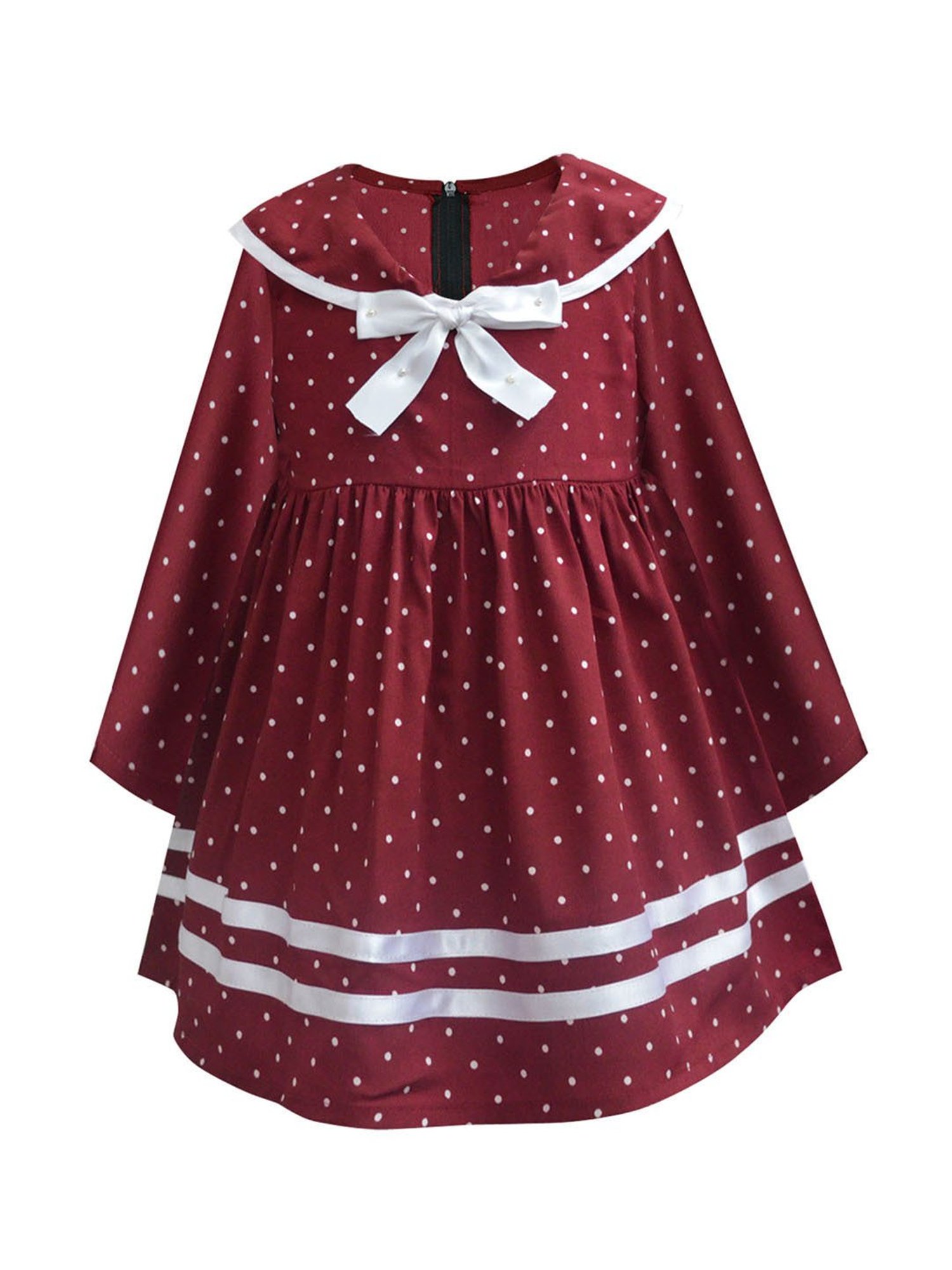 A.T.U.N. Maroon Printed Full Sleeves Dress