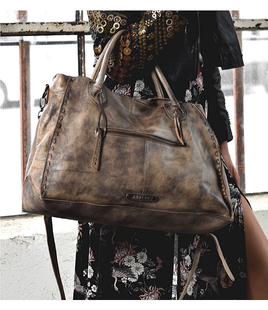 Bed Stu Rockaway Stitch-Detail Distressed Satchel Bag