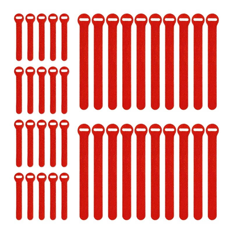 Storage SelfGripping Reusable Cable Ties Red 40 Pack 20 4 Straps 20 8 Straps Hook and Loop Cord and Wire Organizer for Computer PC and Desk Cable Management