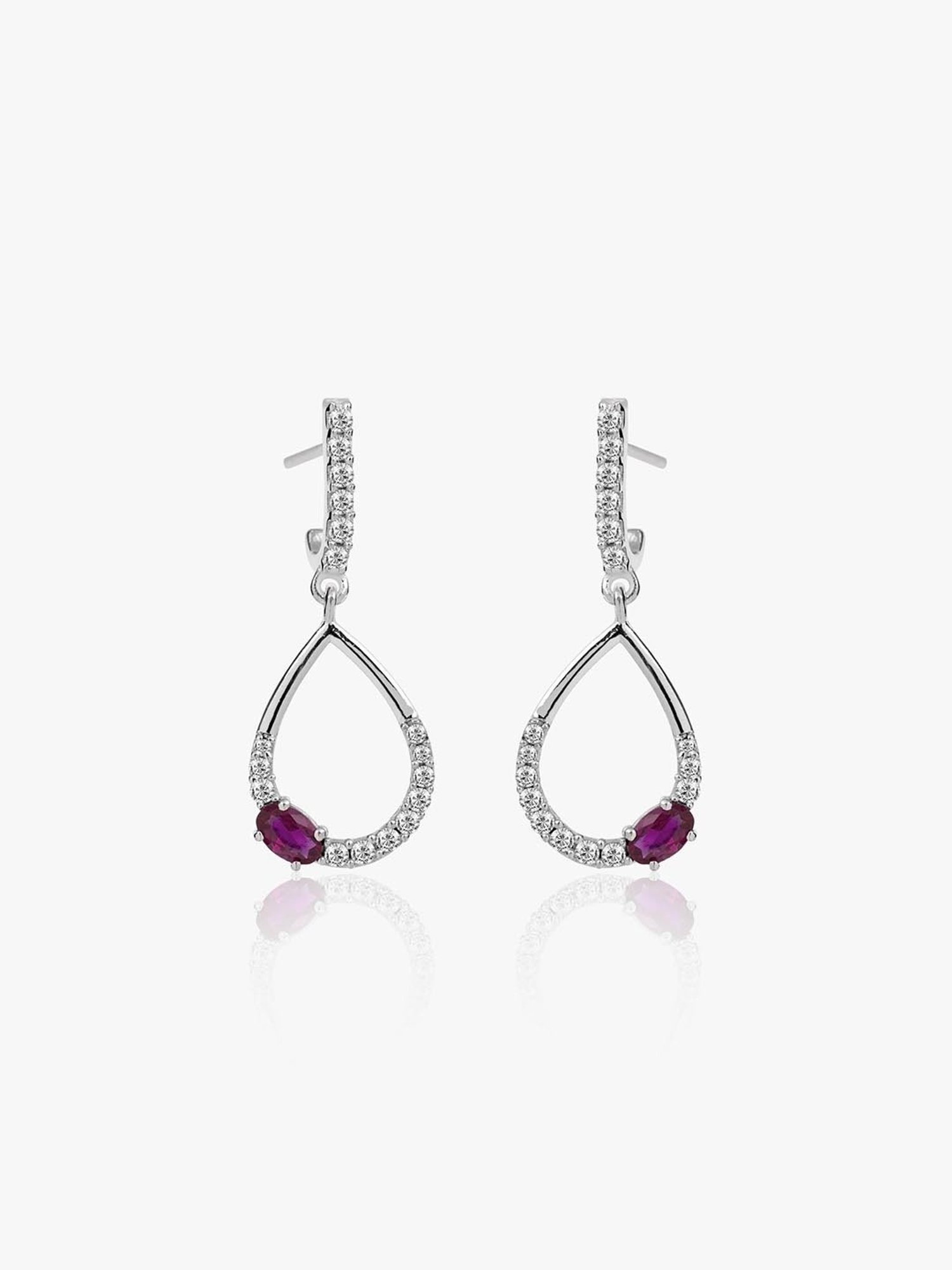 March by FableStreet Silver Statement Drop Earrings for Women