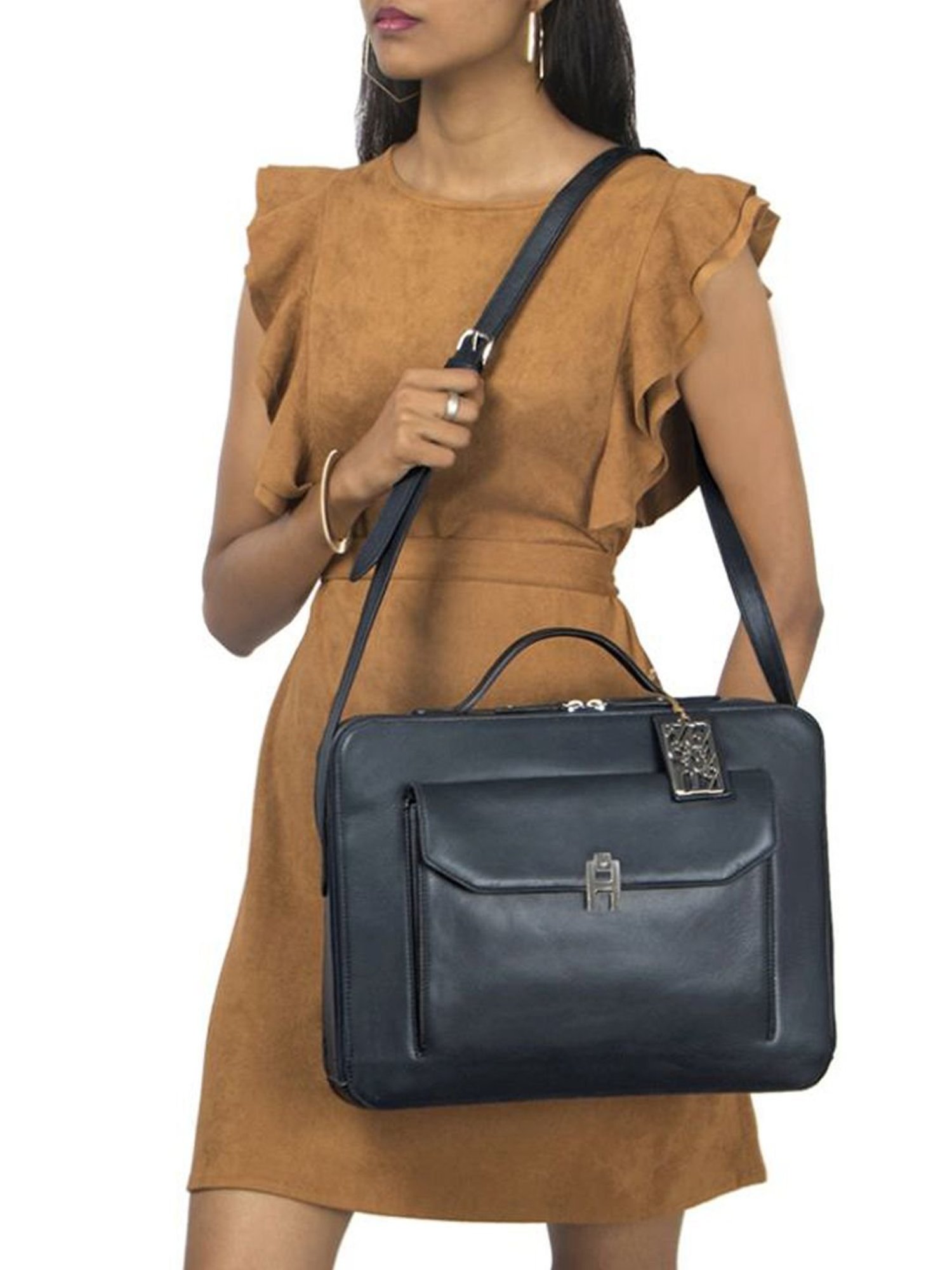 Hidesign IBIZA Blue Solid Medium Laptop Handbag