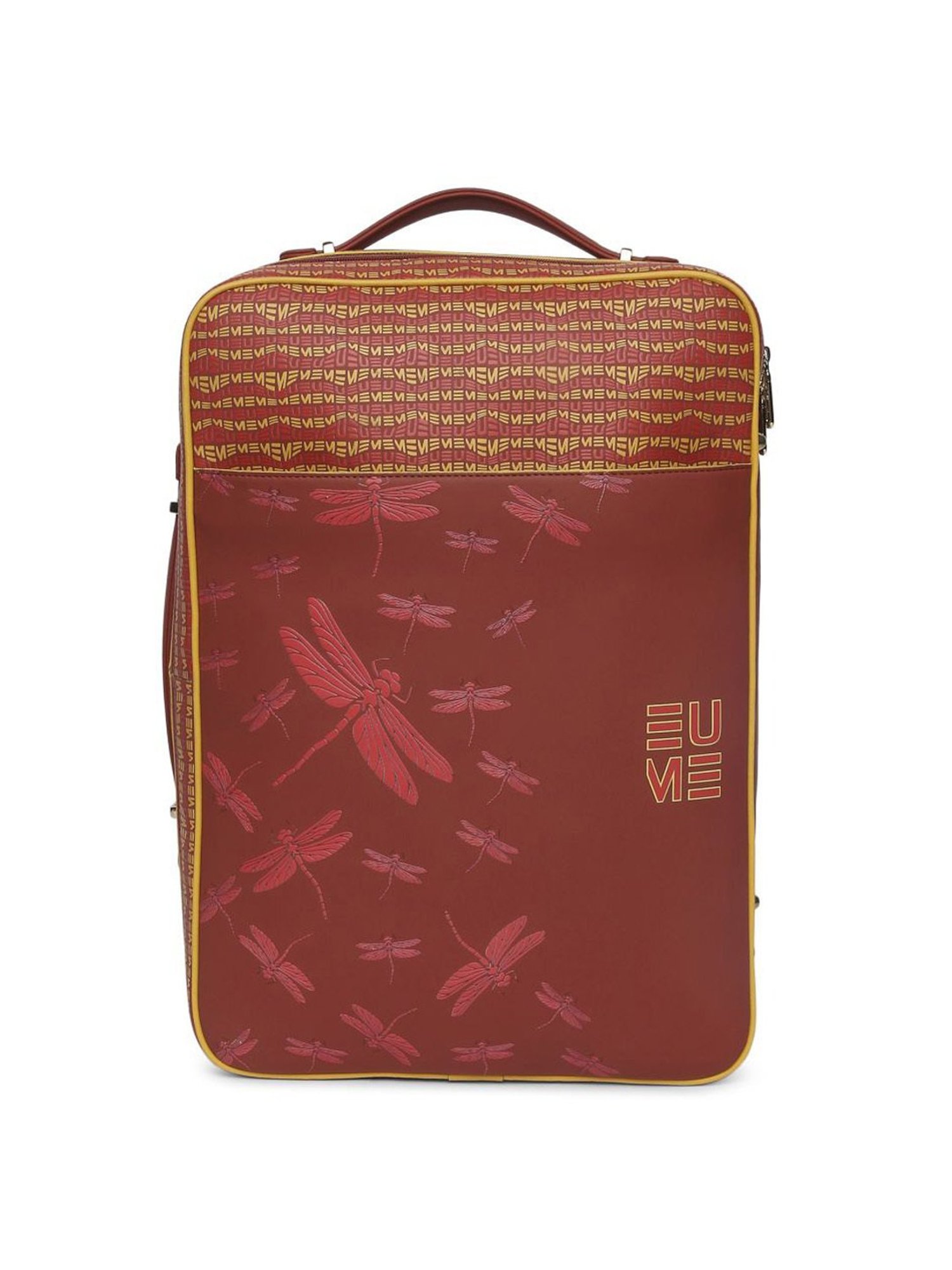 Eume Dragonfly Hot Sauce Red Leather Printed Backpack