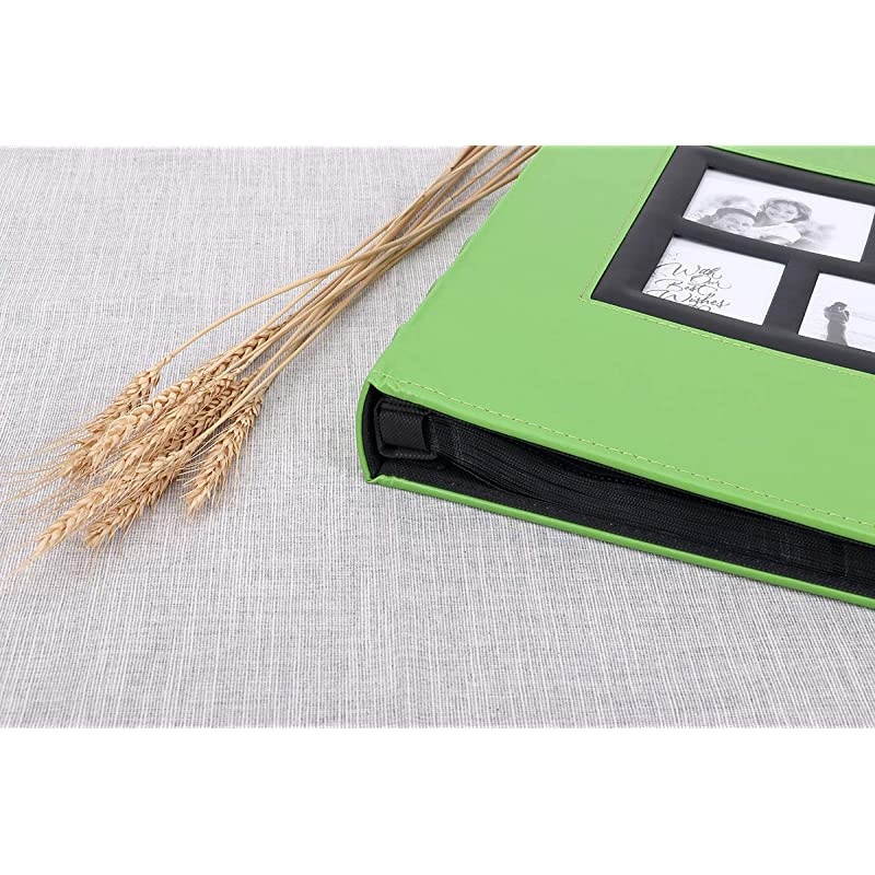 Photo Album 4x6 600 Photos Large Capacity Wedding Family Leather Cover Picture Albums Holds 600 Horizontal and Vertical 4x6 Photos with Black Pages Green
