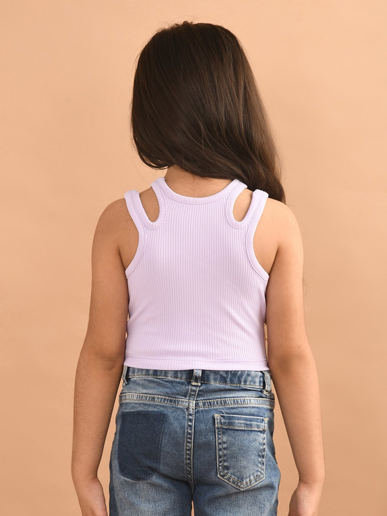 LilPicks Kids Lavender Solid Crop Top