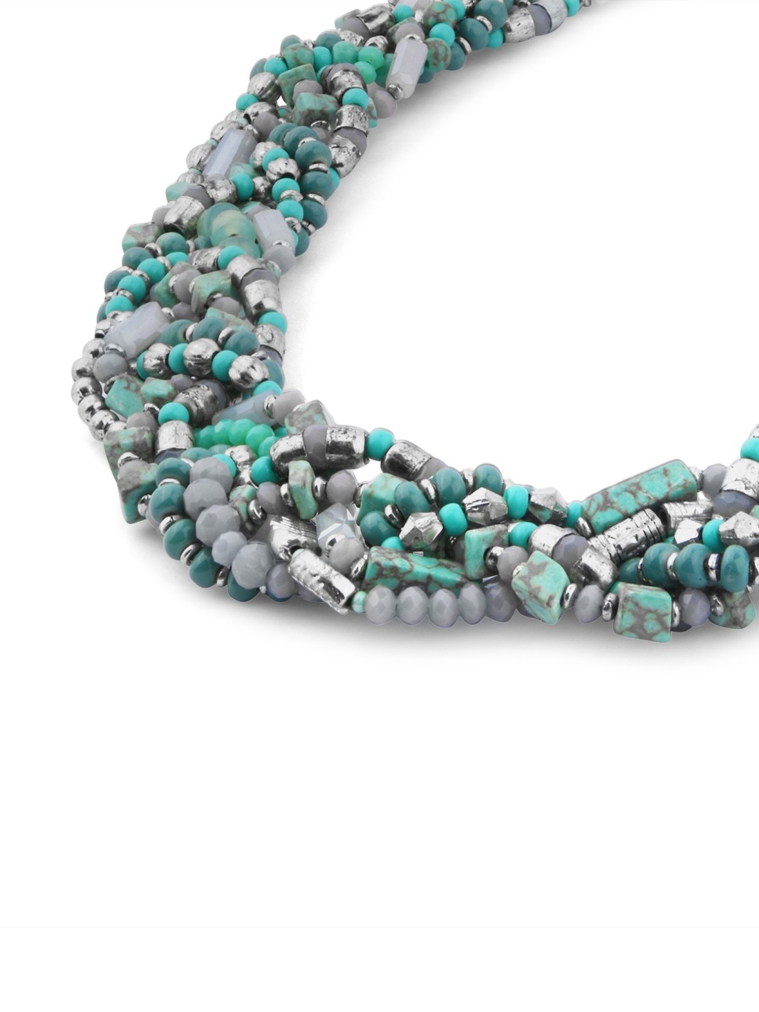 Accessorize London Women's Turquoise Statement Beaded Plait Necklace