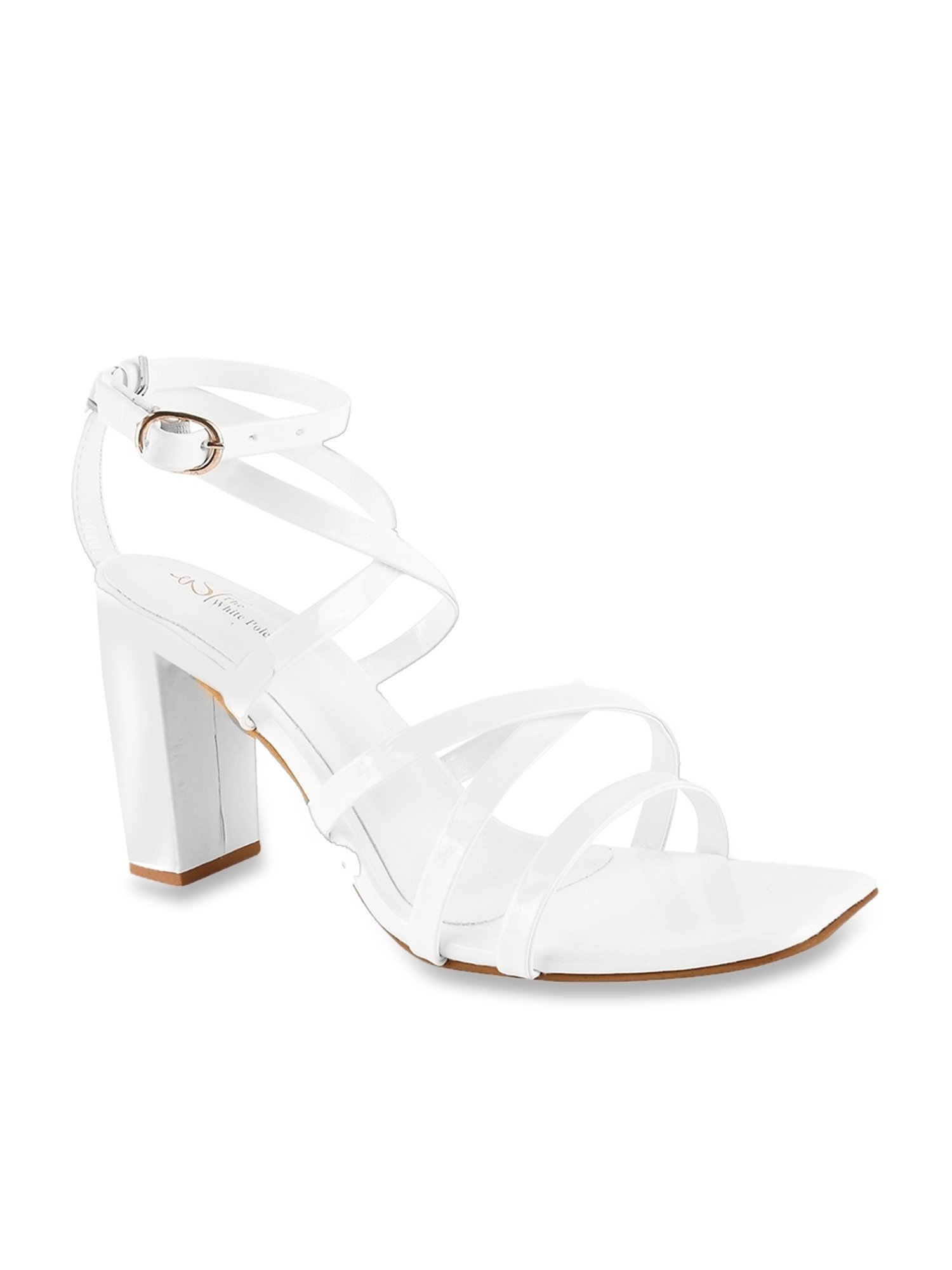 The White Pole Women's White Ankle Strap Sandals